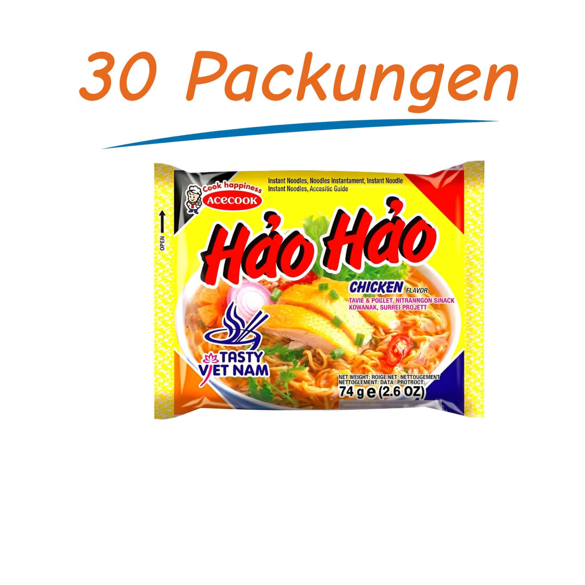 Acecook Hao Hao Instant Noodles Huhn 30er Pack (30 x 74g)