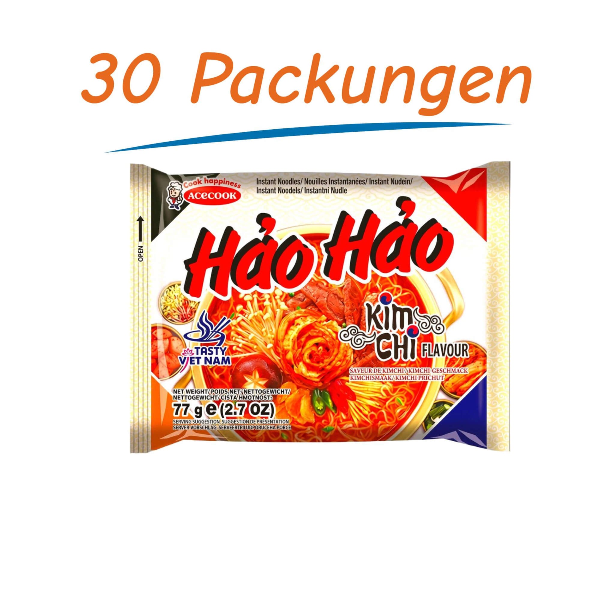 Acecook Hao Hao Instant Noodles Kimchi 30er Pack (30 x 77g)