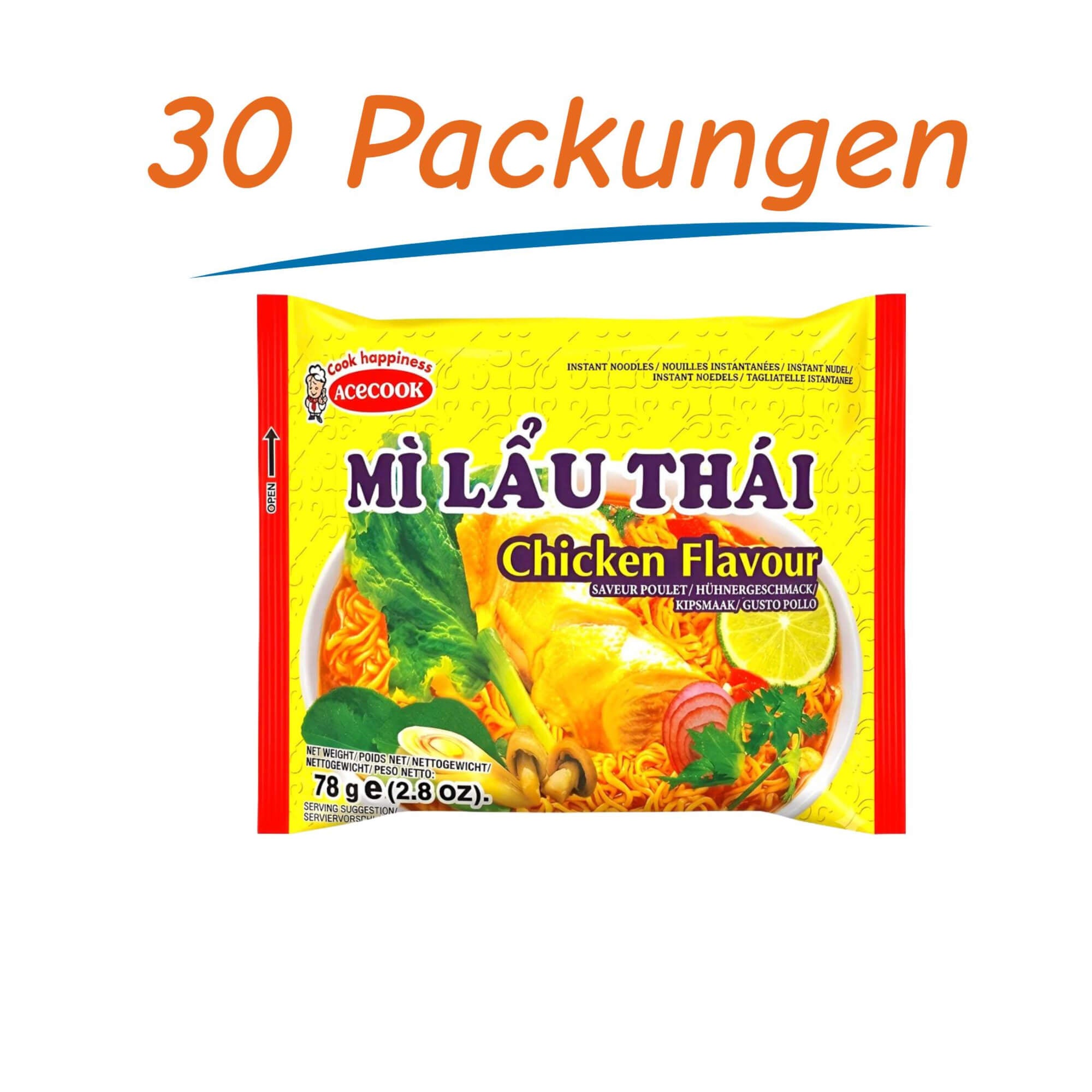 Acecook Mi Lau Thai Instant Noodles Huhn 30er Pack (30 x 78g)