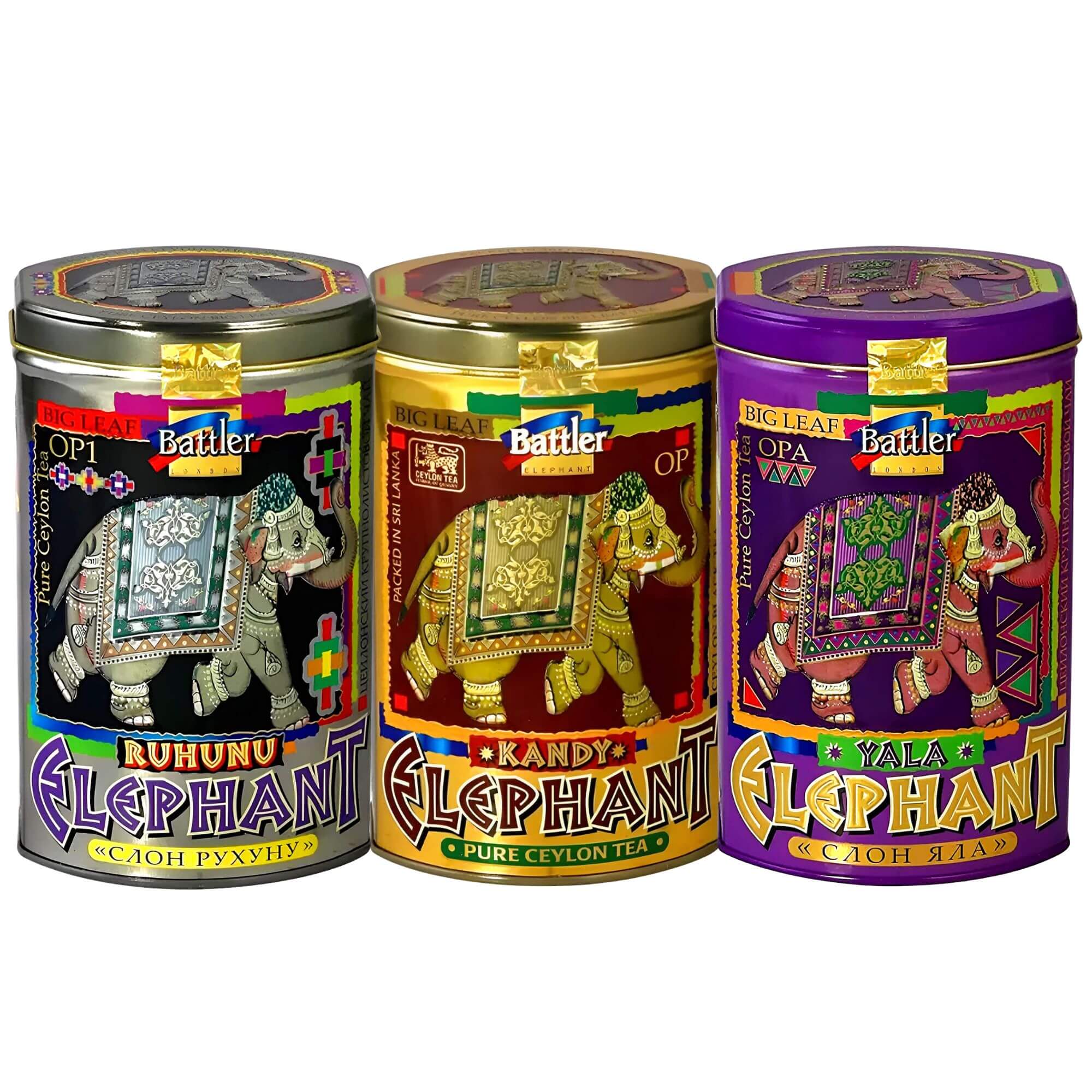 Battler Tee Elephant 3er Set – Premium Ceylon Schwarztee in Metalldosen (3 x 100g)