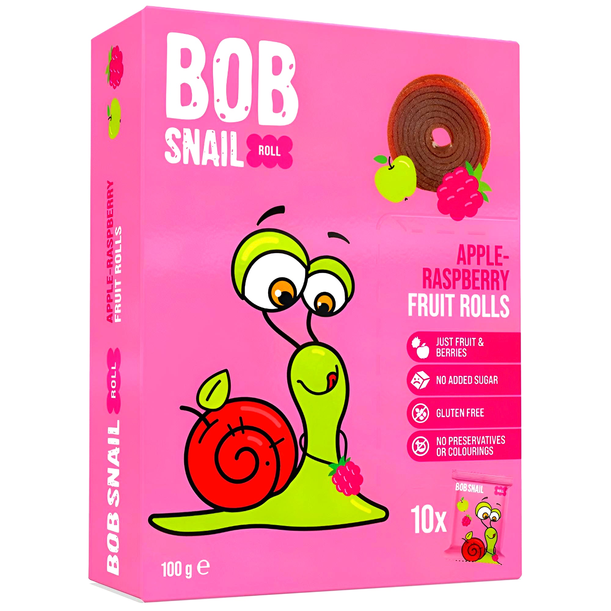 Bob Snail Apfel & Himbeere Fruchtrollen 10er Pack (10 x 10g)