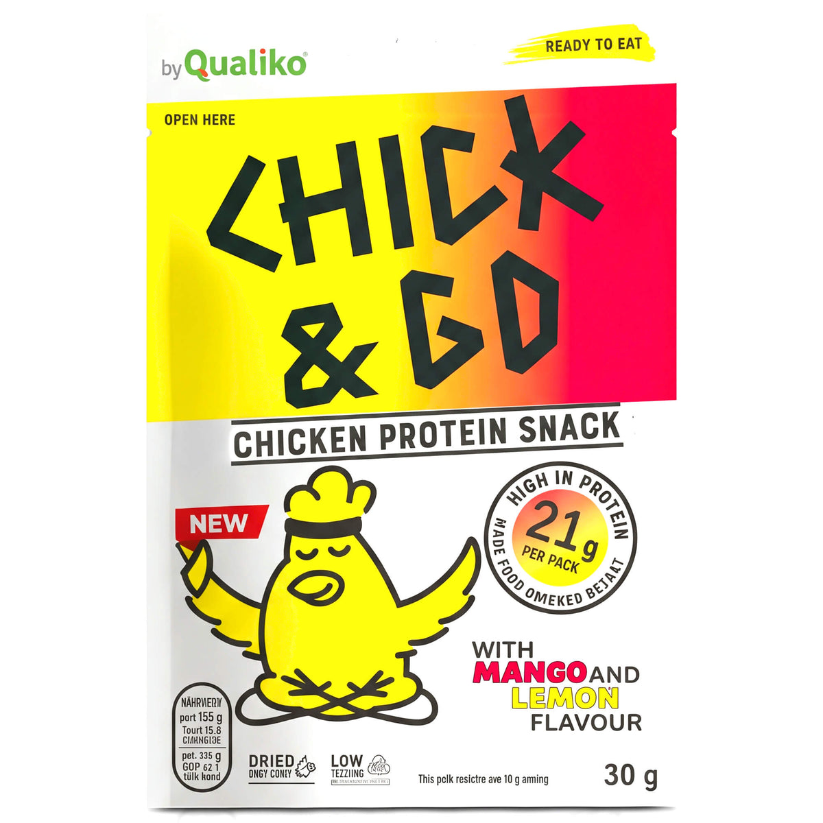 Chick & Go Getrocknete Hähnchenbrustscheiben Mango & Zitrone 30g