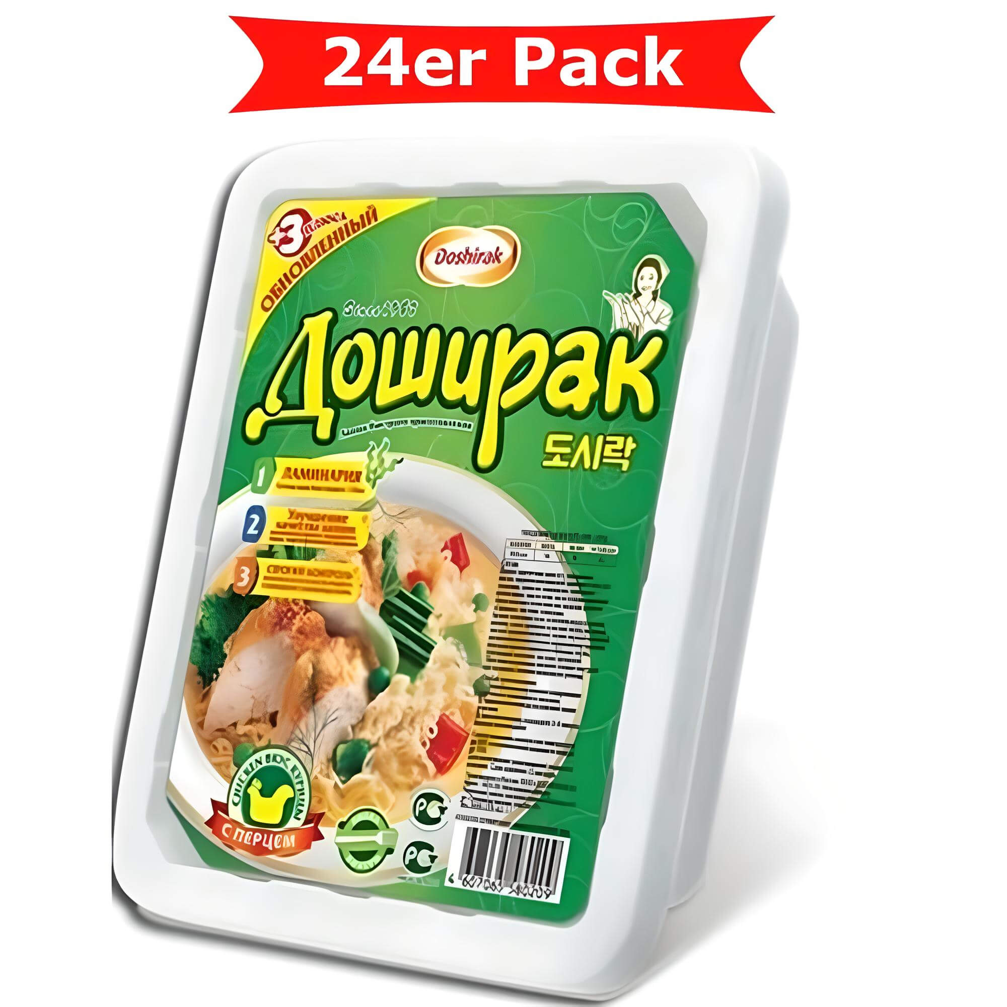 1 Karton Doschirak instant Nudeln Hähnchen scharf 24er Pack (24 x 90g)