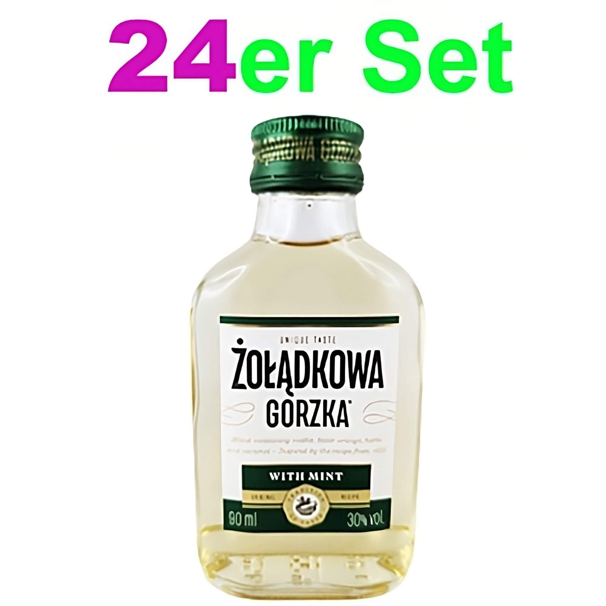 Zoladkowa Gorzka Wodka - Likeur met munt 30% vol. 24 stuks set (24 x 90ml)