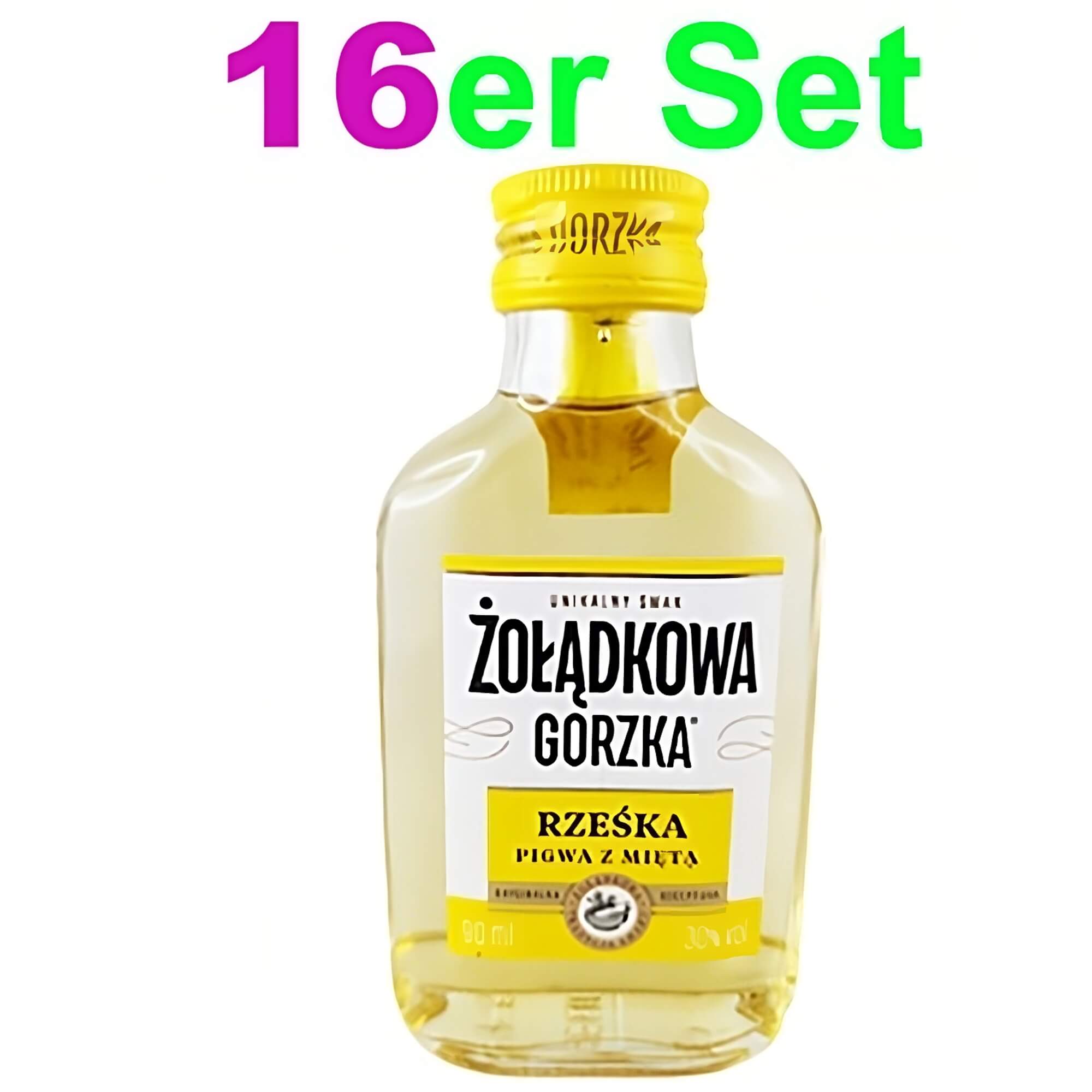Zoladkowa Gorzka Quttenlikör met munt 30% vol. 16-delige set (16 x 90ml)