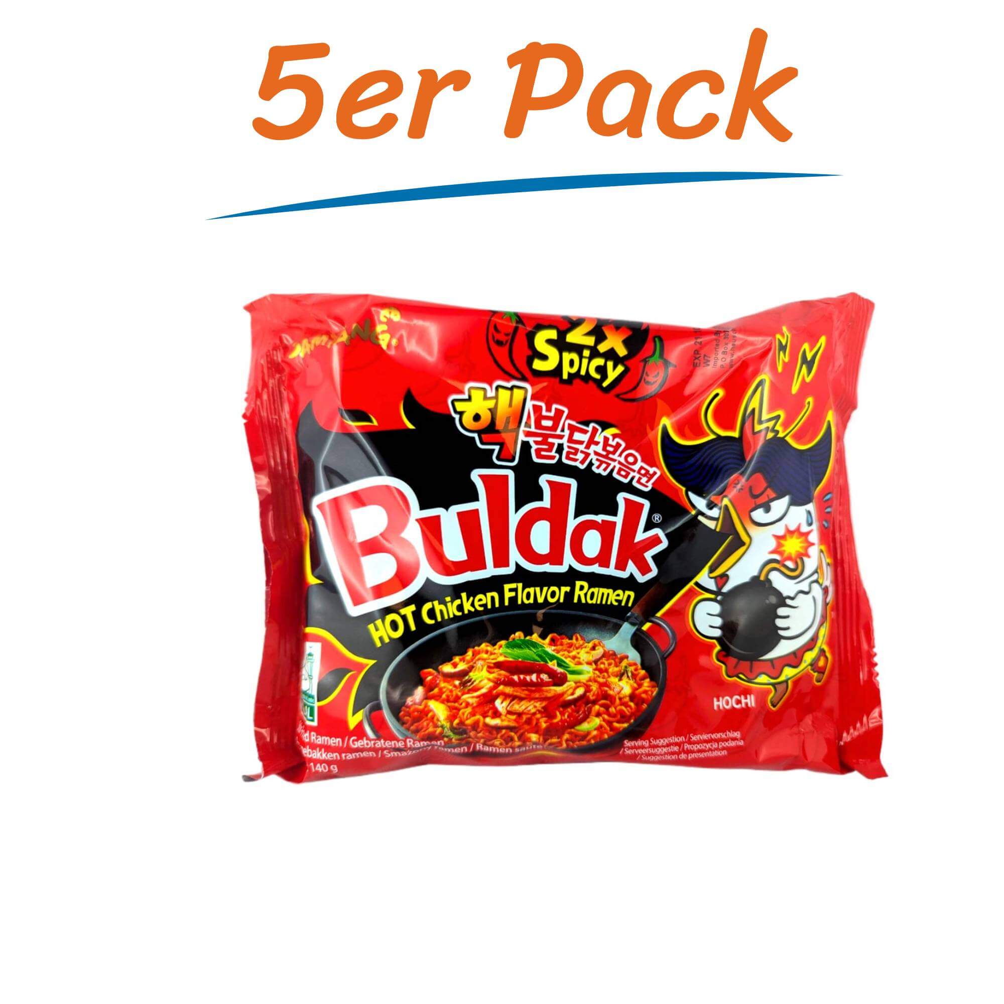 Samyang Buldak Instant Nudelgerecht Heete Kip 2x pittig 5-pack (5 x 140g)