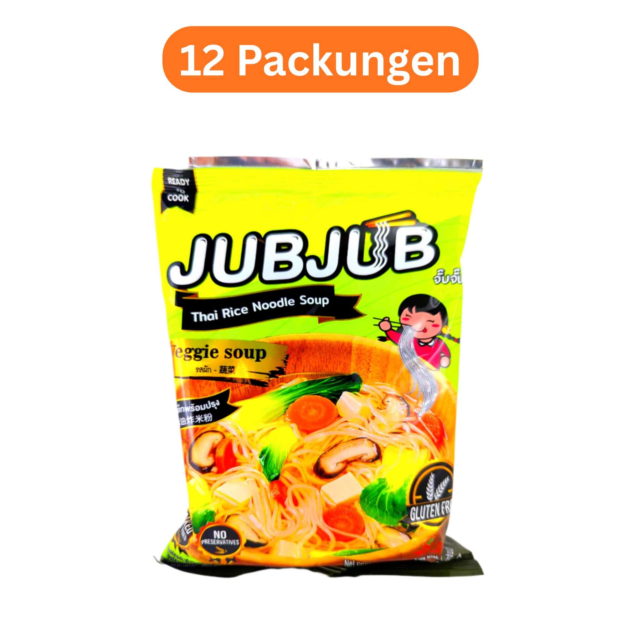 Jubjub Veggie Instant Reisnudeln 12er Pack (12 x 70g)