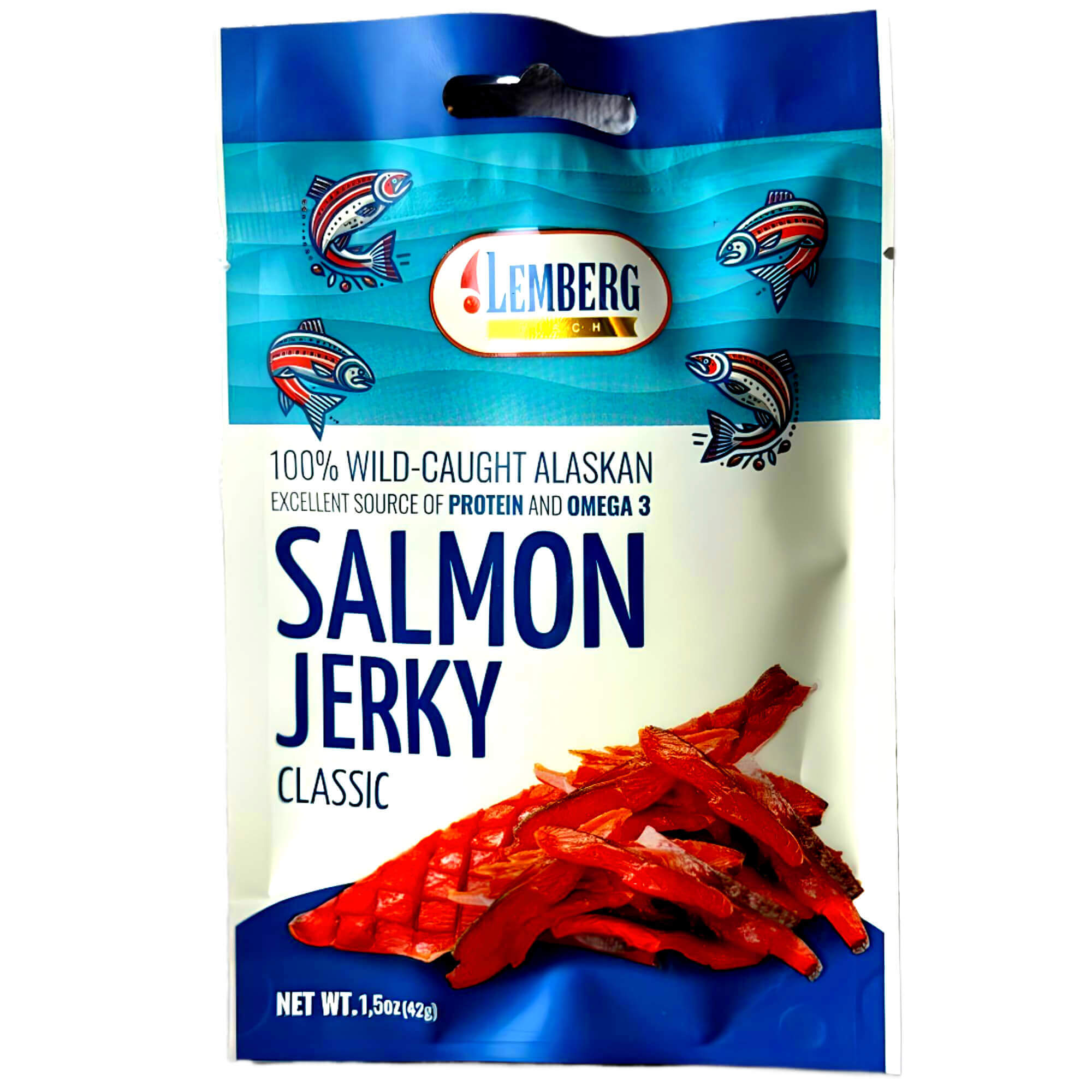 Lemberg Lachsfilet Jerky Klassik getrocknet 42g