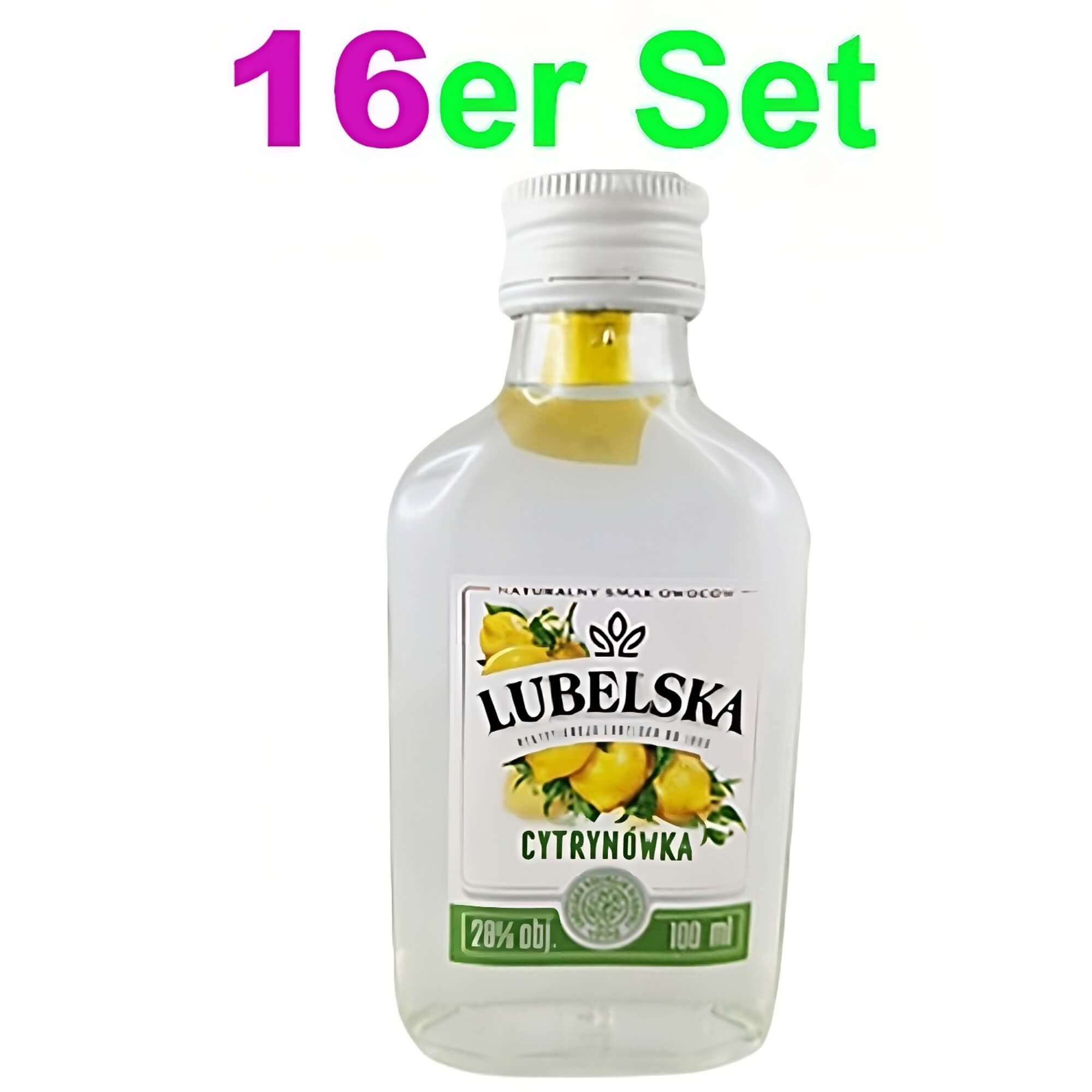 Licor de limón Lubelska Zitronenlikör Cytrynowka 28% vol. Set de 16 (16 x 100ml)