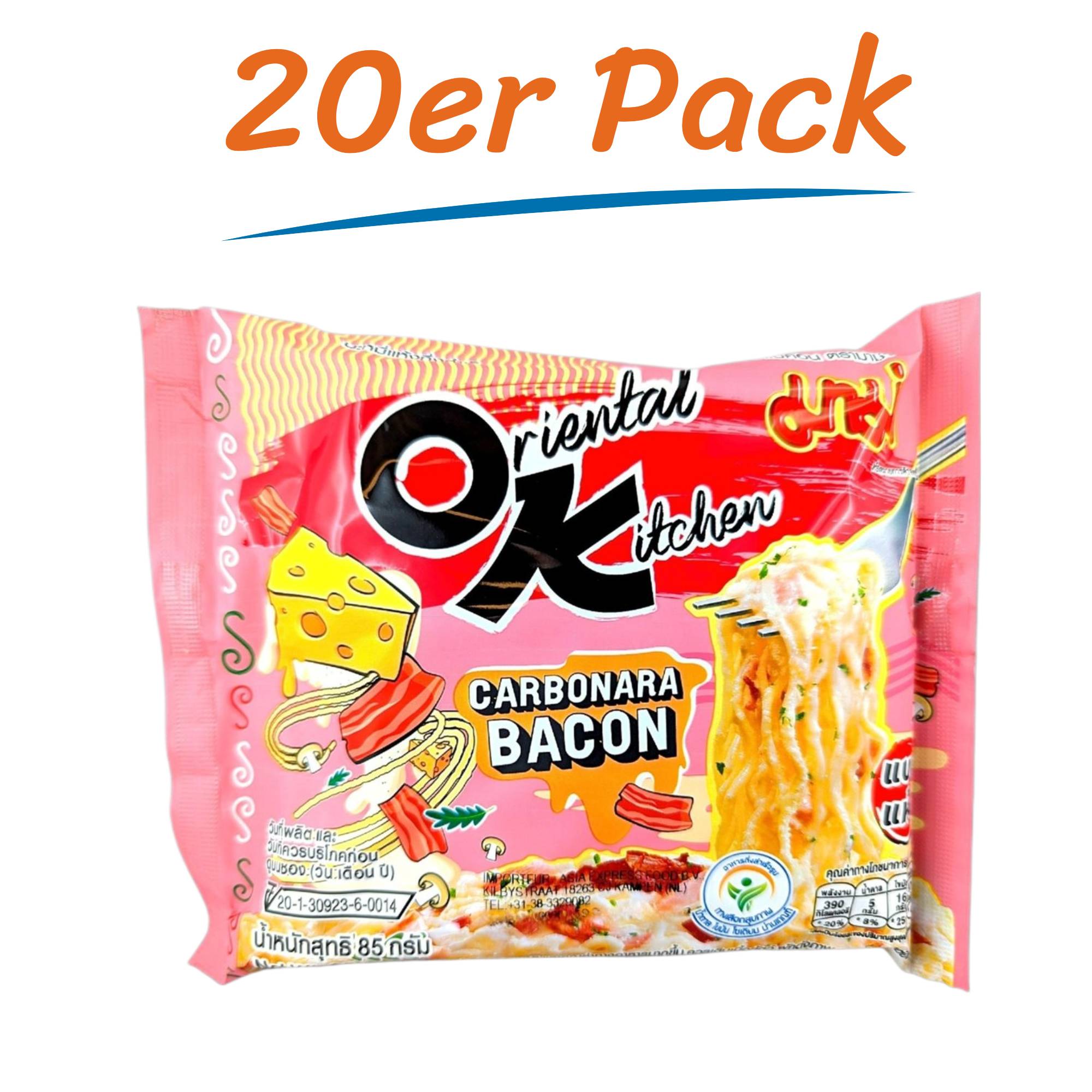 Mama OK Carbonara Bacon Noodles 20er Pack (20 x 85g)