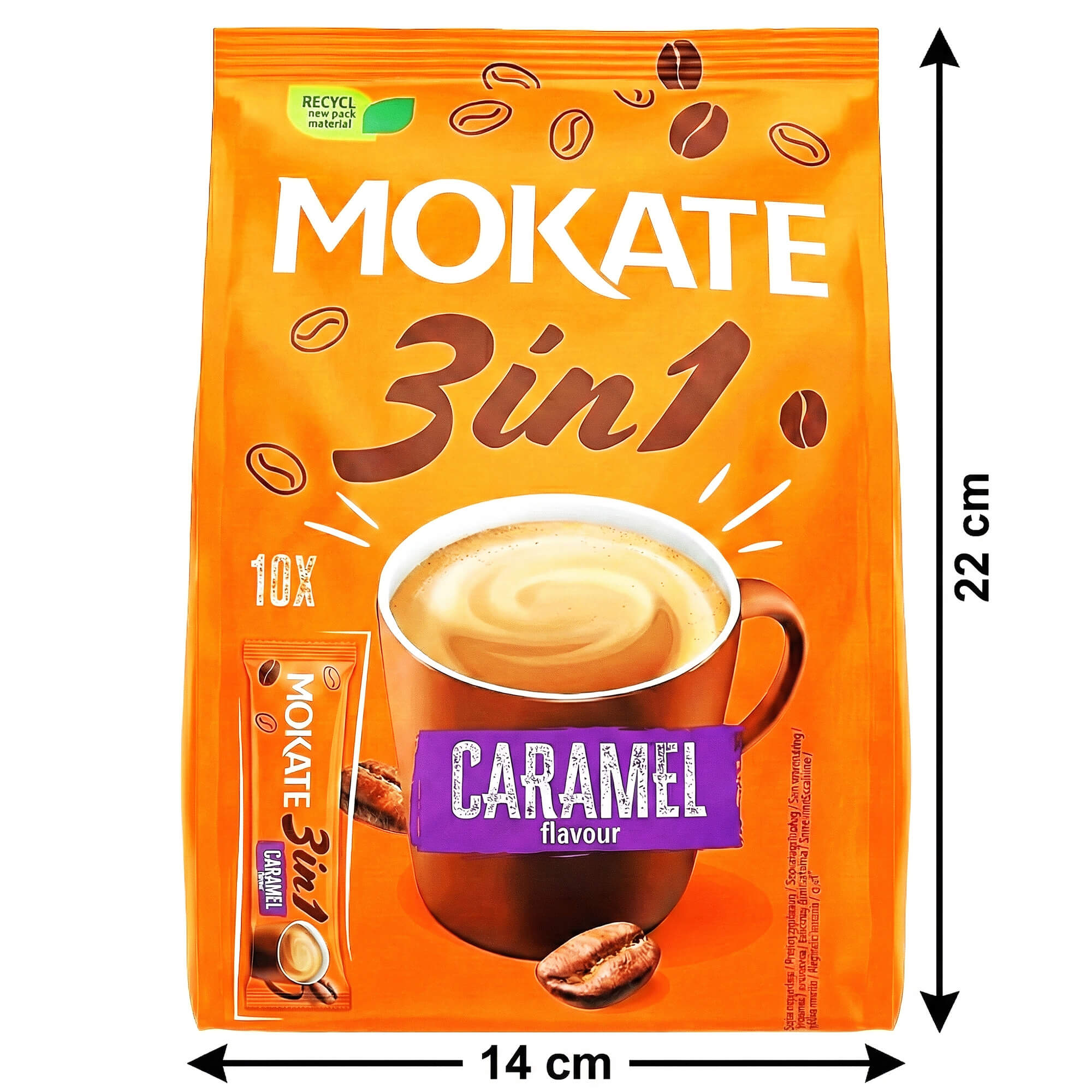 Mokate Kaffee Sticks 3 in 1 mit Karamell Geschmack (10 x 17g)