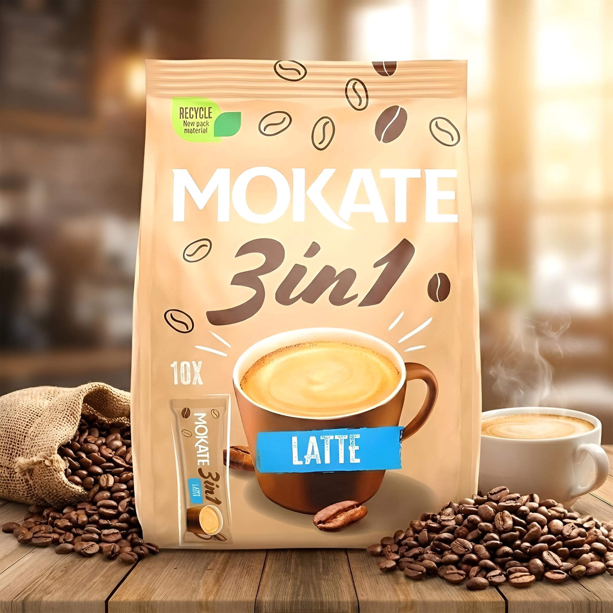 Mokate Kaffee Sticks 3 in 1 Latte (10 x 15g)