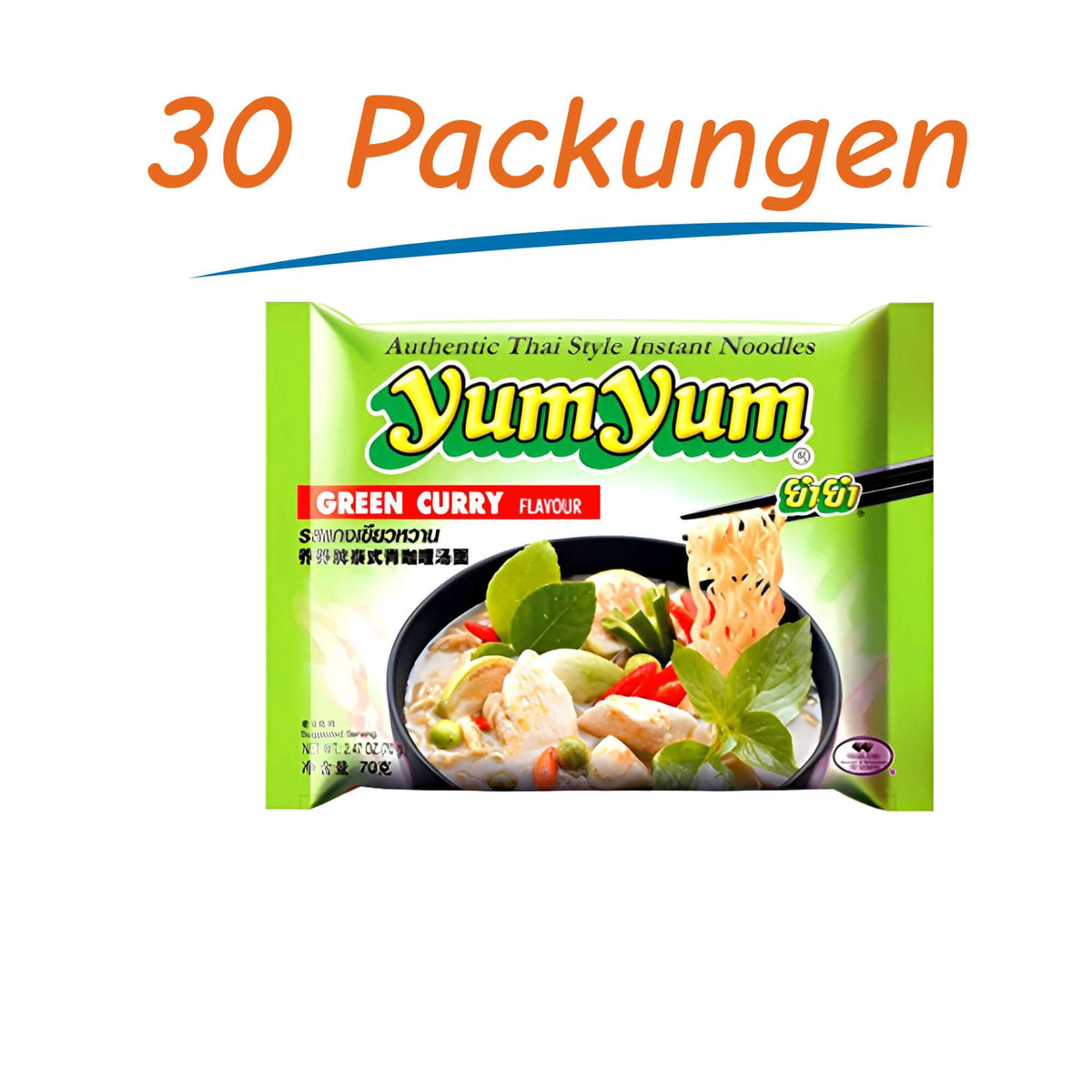 Yum Yum Instant Nudeln Green Curry 30er Pack (30 x 70g)