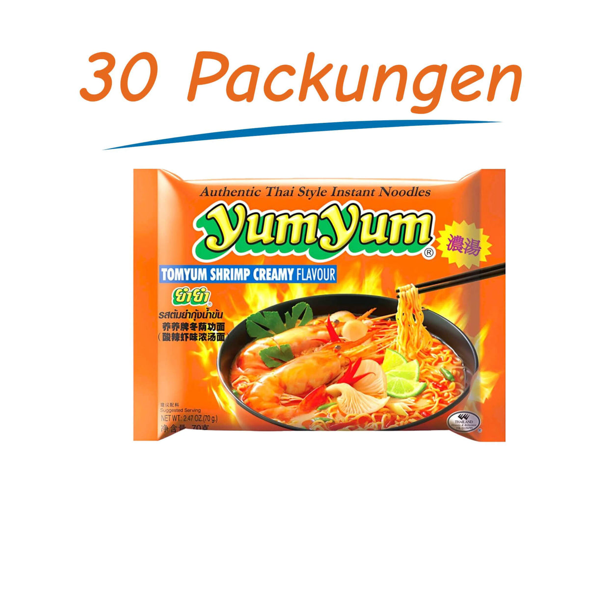 Yum Yum Instant Nudeln Tom Yum Shrimp 30er Pack (30 x 70g)