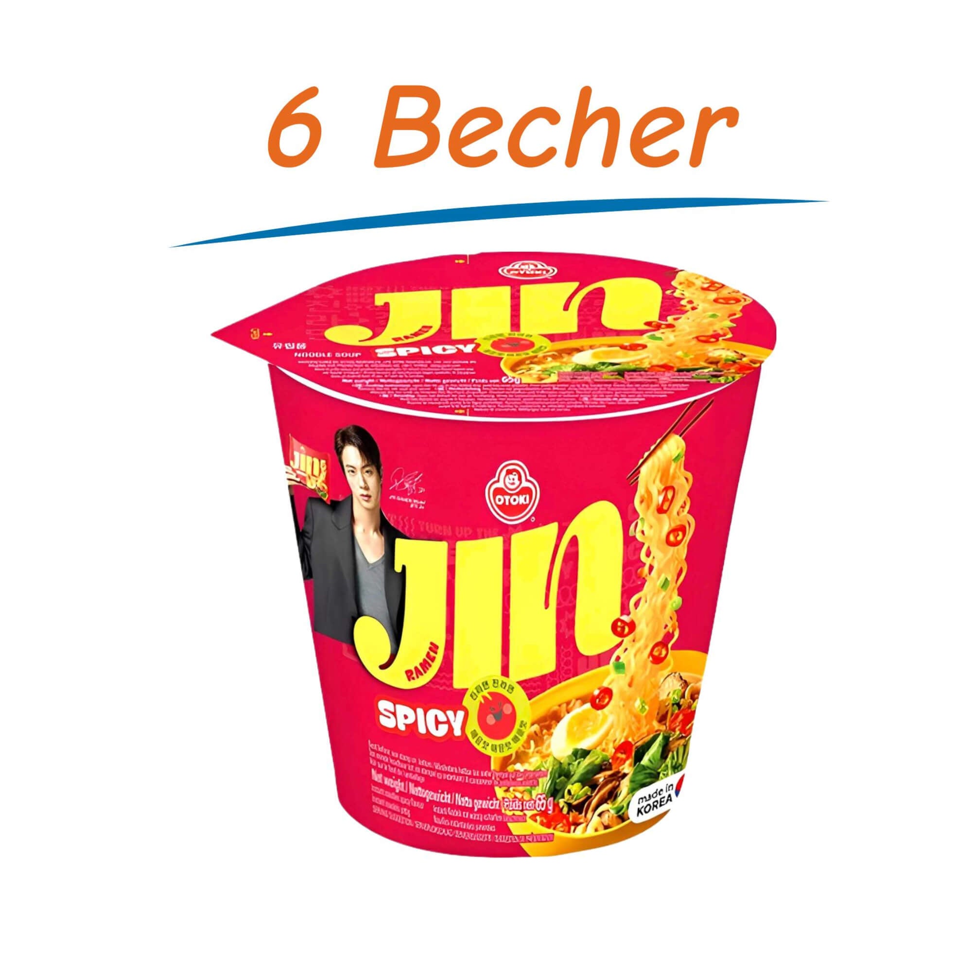 Otoki Jin Instant Noodles Scharf 6er Pack (6 x 65g)