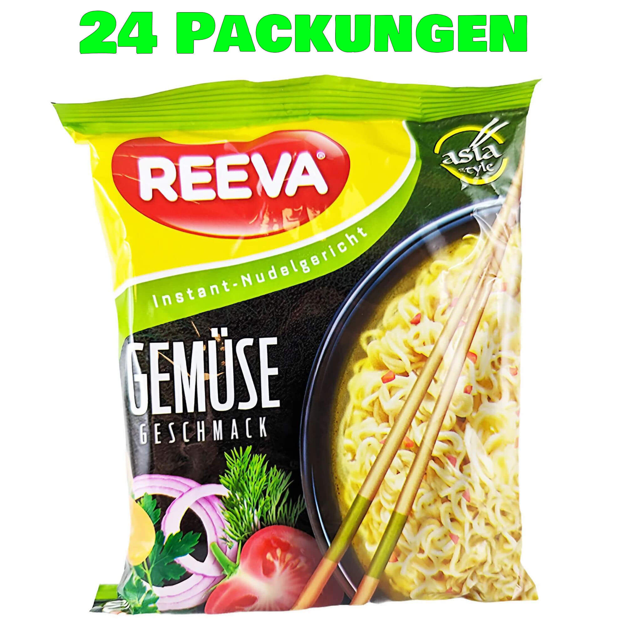 Reeva Nouilles Instantanées Légumes à la mode asiatique Pack de 24 (24 x 60g)