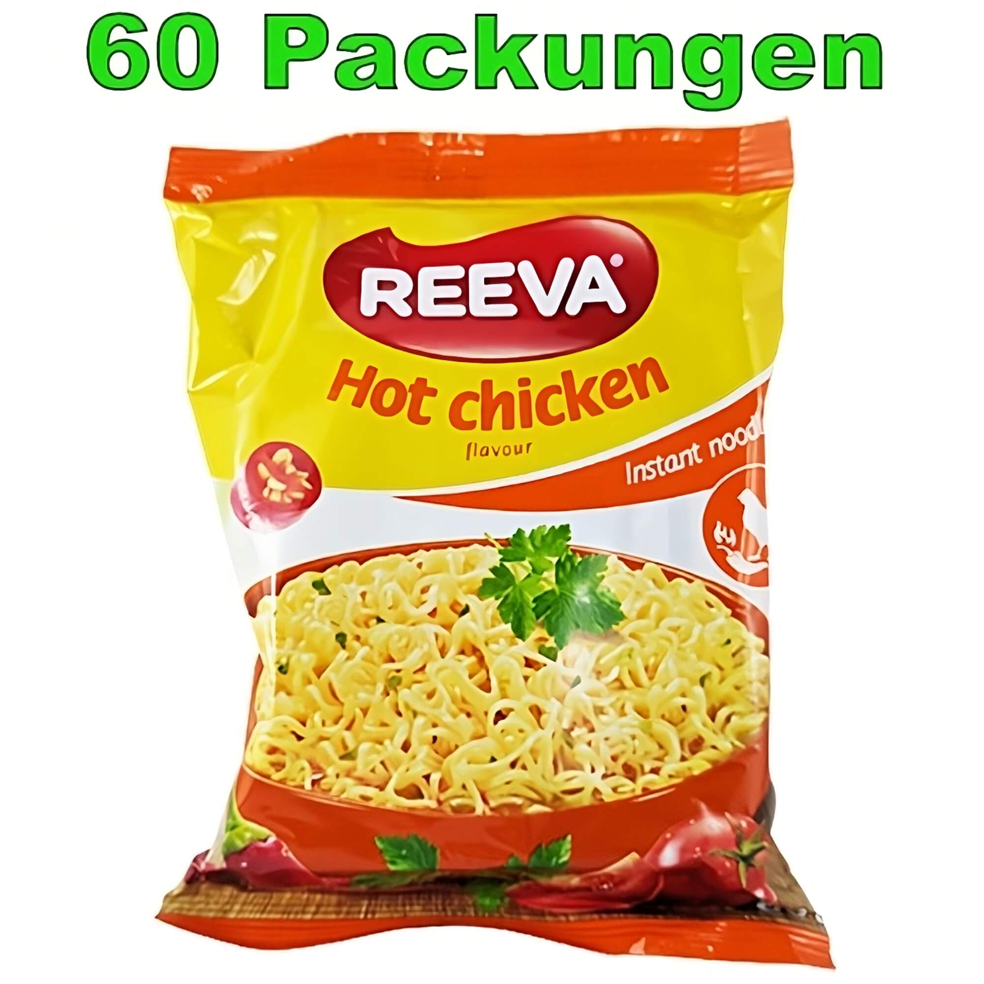Reeva Nouilles Instantanées Poulet épicé Pack de 60 (60 x 60g)