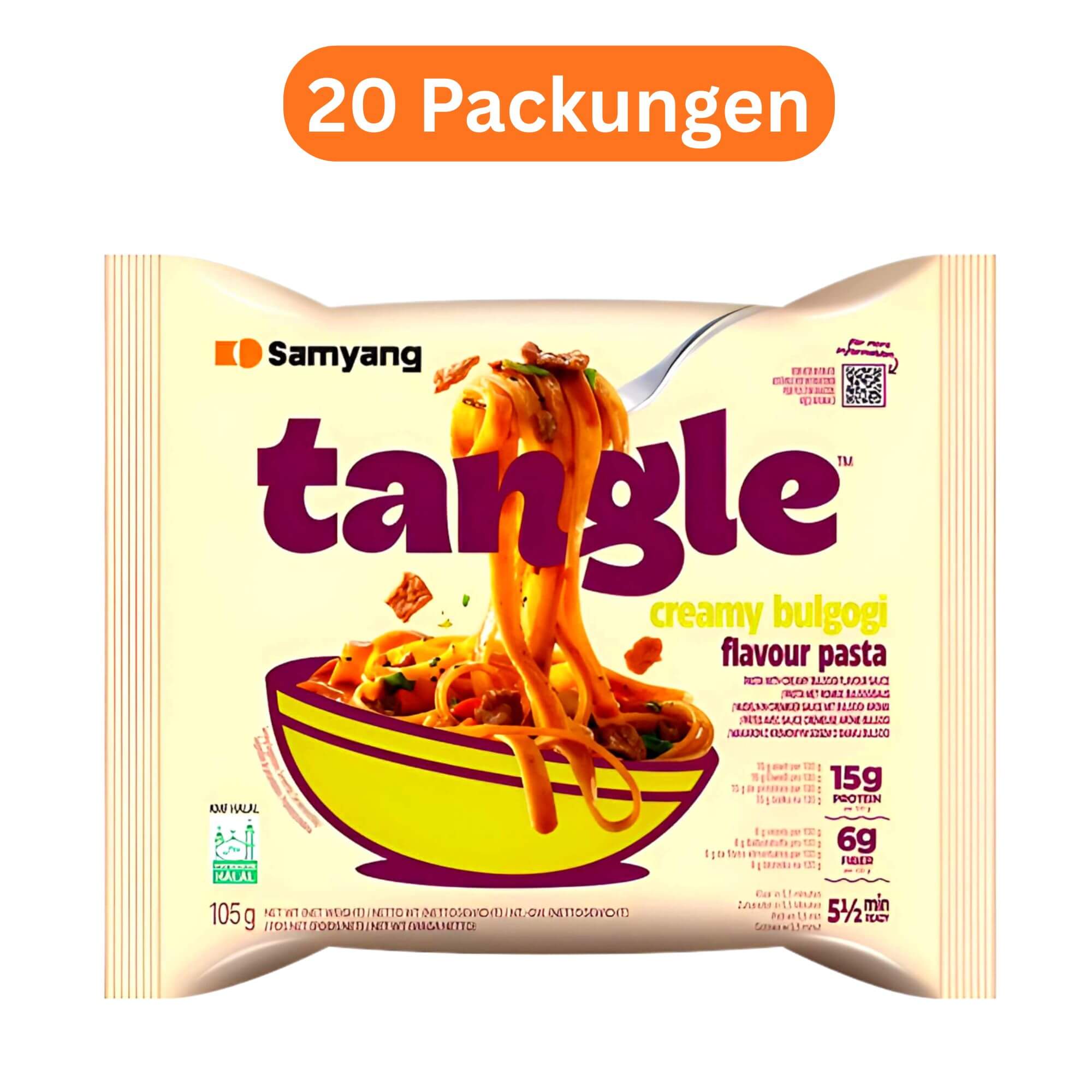 Samyang Tangle Instant Noodles mit cremiger Bulgogi Sauce 20er Pack (20 x 105g)