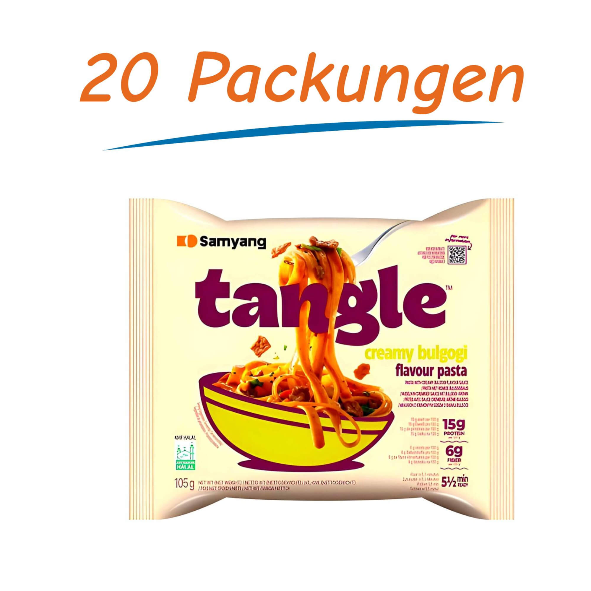 Samyang Tangle Instant Noodles mit cremiger Bulgogi Sauce 20er Pack (20 x 105g)