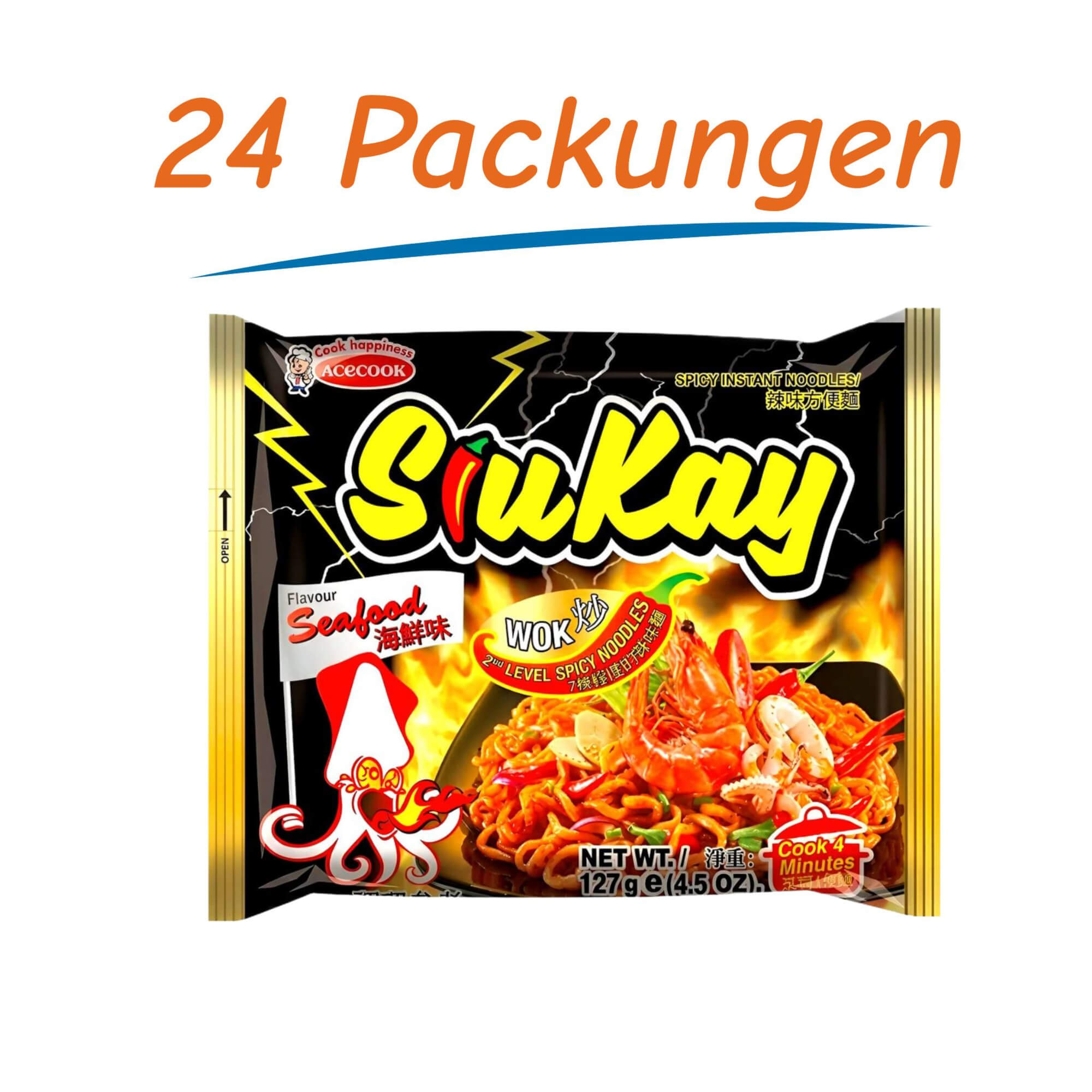 SiuKay Wok Instant Noodles Meeresfrüchte 24er Pack (24 x 127g)