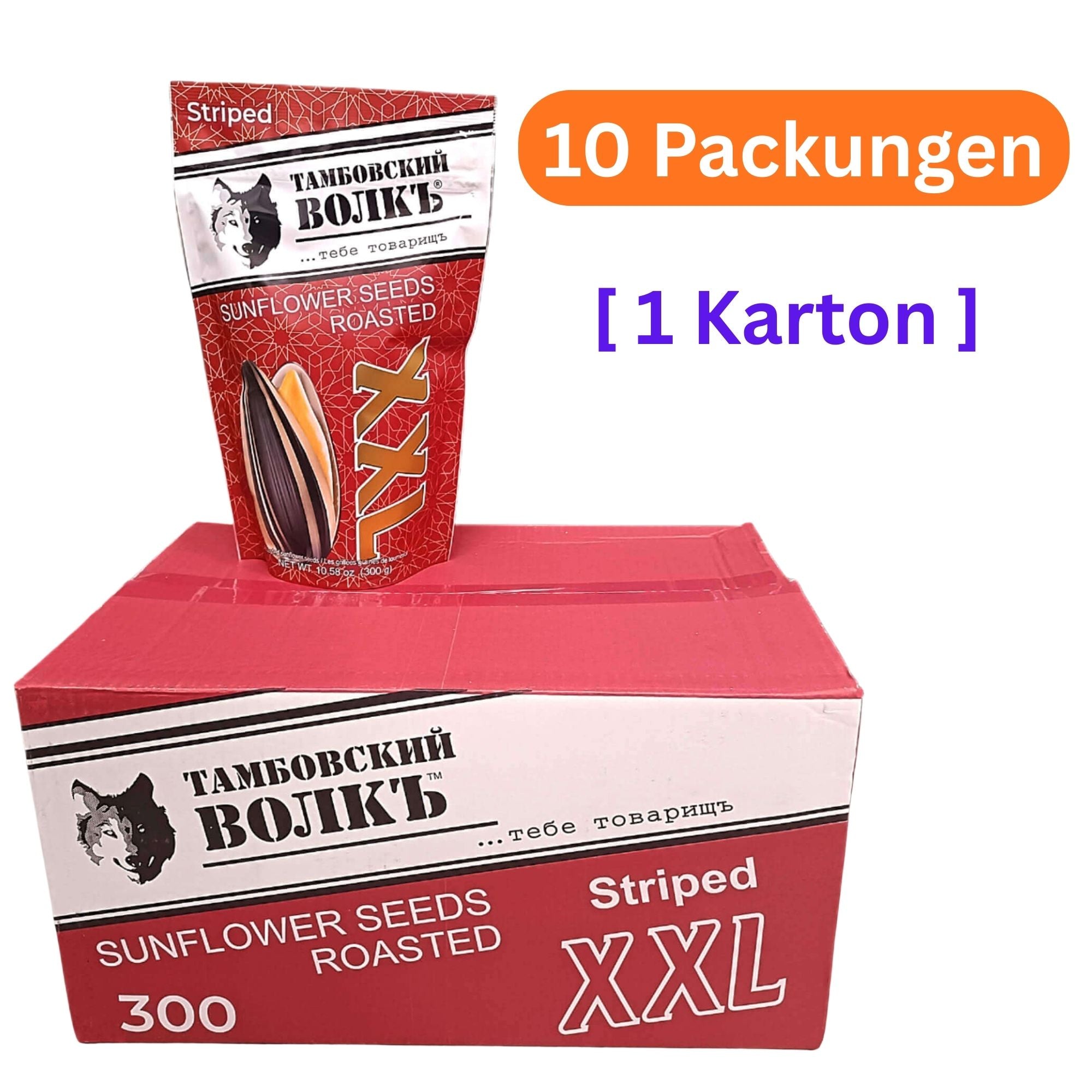 Tambovsky Volk XXL Gestreifte Sonnenblumenkerne geröstet 10er Pack ( 10 x 300g)
