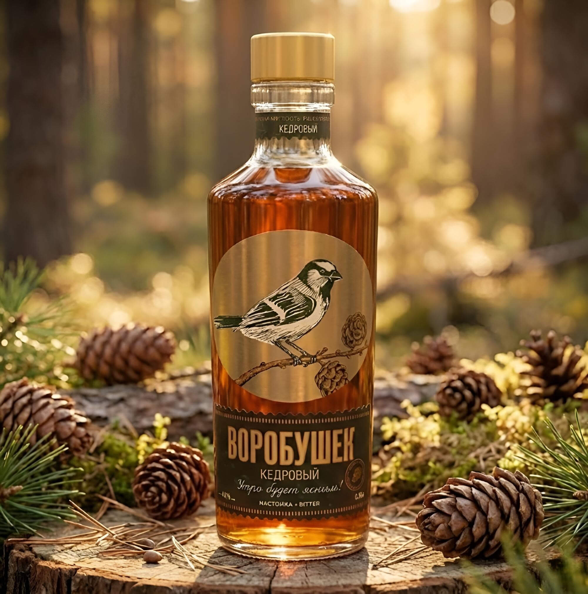 Worobuschek Bitter Spirituose mit Zedernusskernen 0,5L 40% Vol.