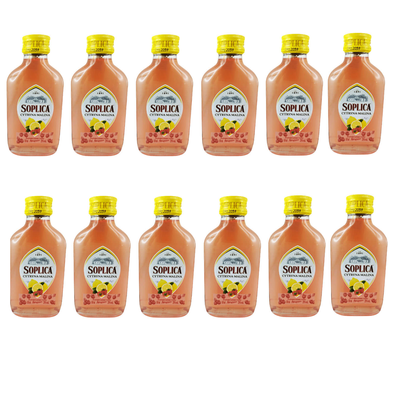 Soplica Limón Frambuesa Licor Polaco Limón y Frambuesa 28% Vol. Set de 12 (12 x 100ml)