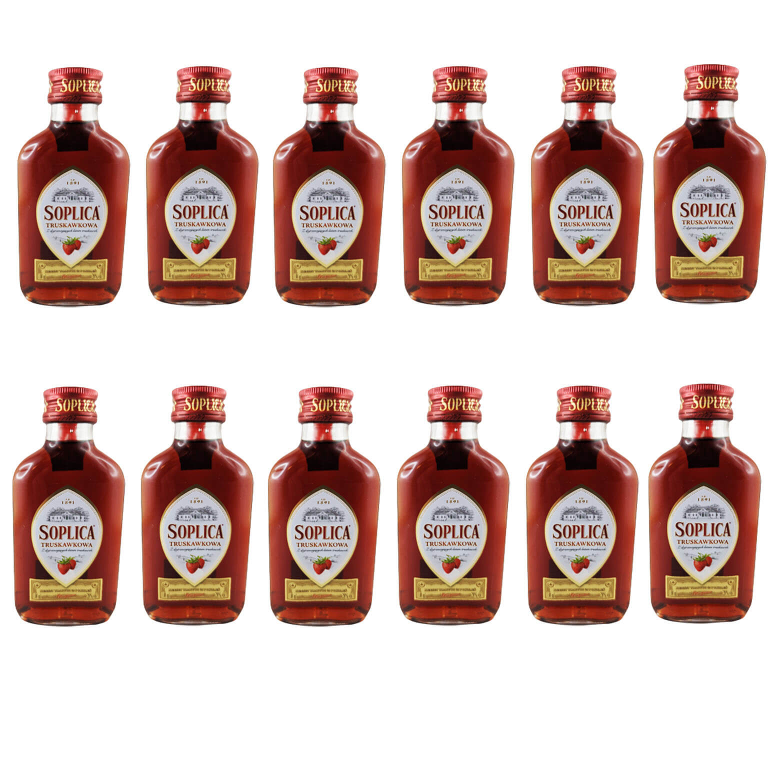 Soplica Truskawkowa Licor polaco fresa 28% Vol. set de 12 (12 x 100ml)