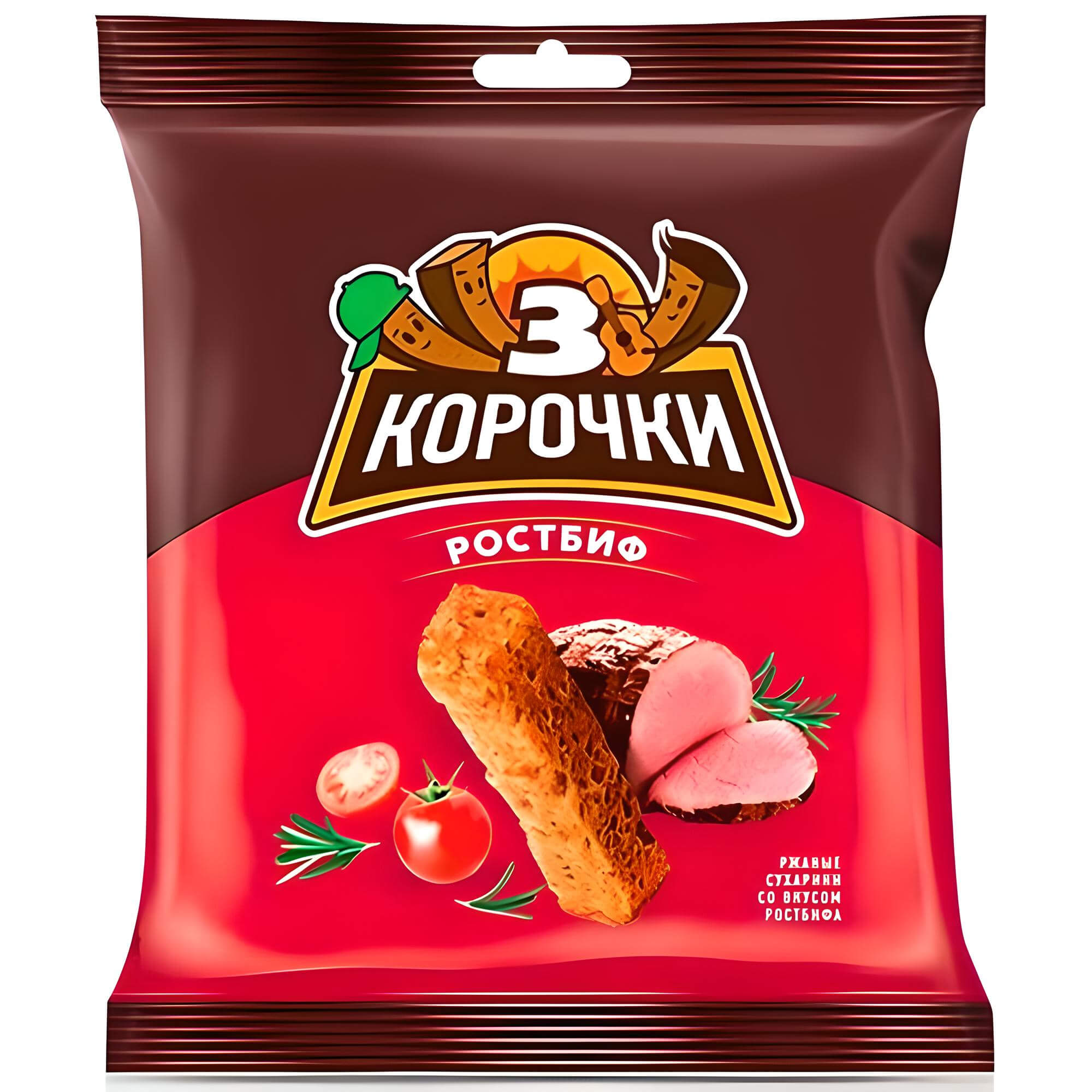 3 Korochki Croutons Roastbeef 40g