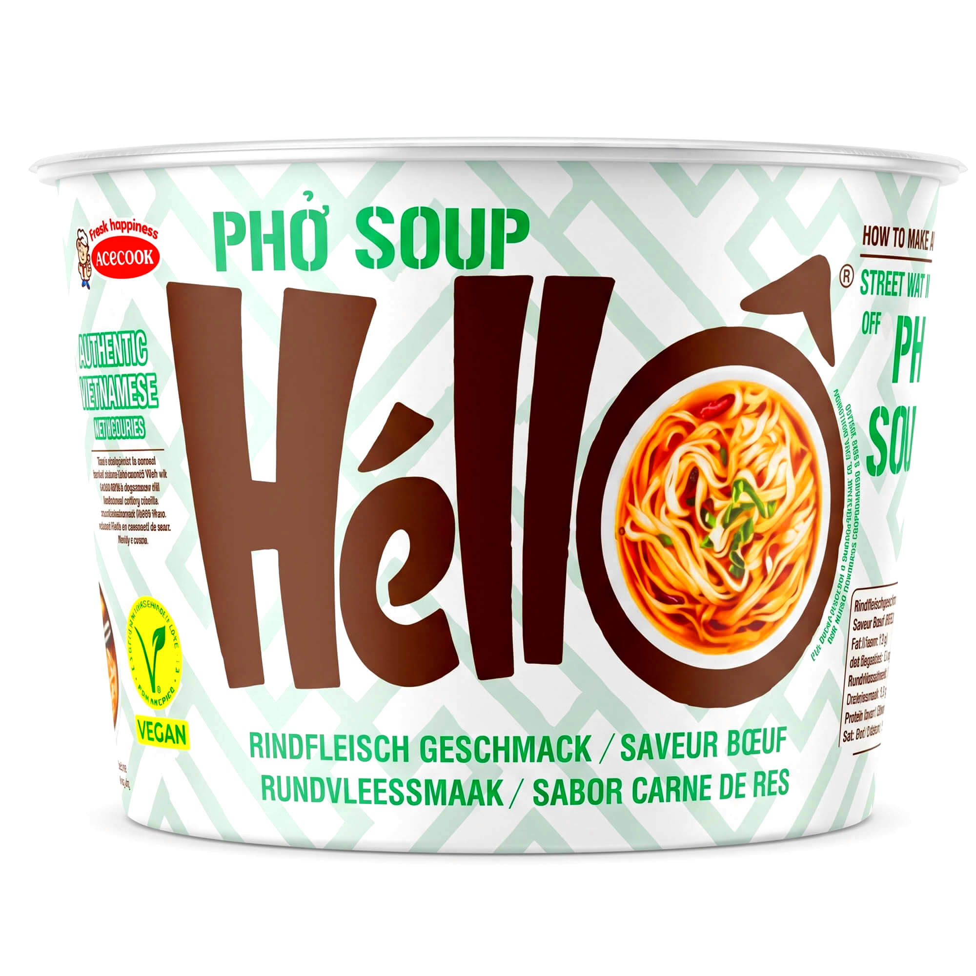 Acecook Hello Pho Reisnudeln Suppe Rind 70g