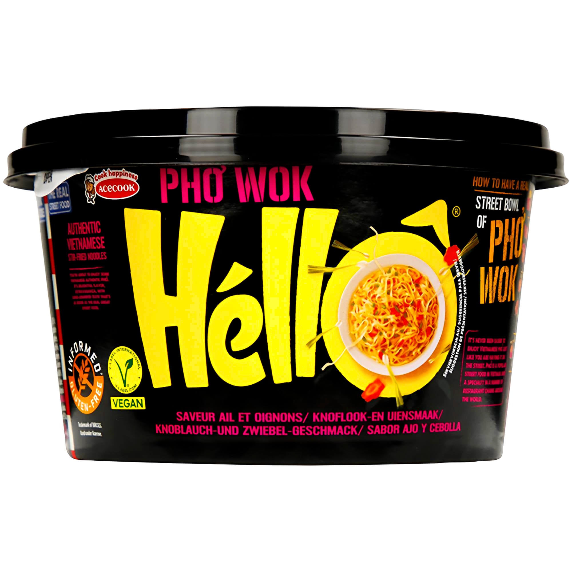 Acecook Hello Pho Wok Instant Reisnudeln Zwiebel & Knoblauch 76g