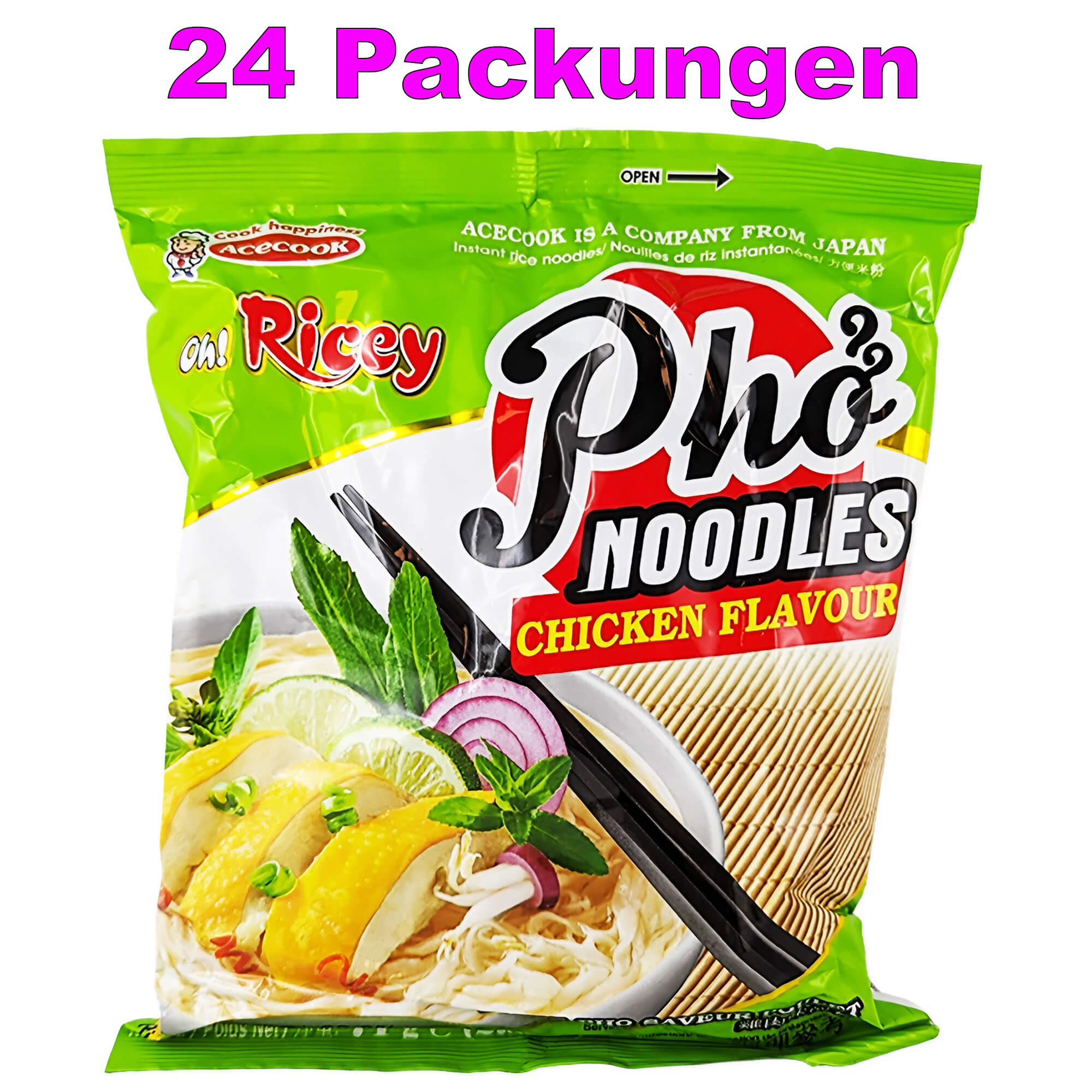 Рисовая лапша быстрого приготовления Acecook Pho со вкусом курицы, упаковка из 24 штук (24 x 71 г)
