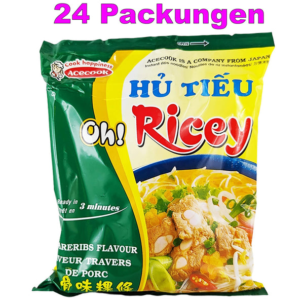 Рисовая лапша быстрого приготовления Acecook Hu Tieu со вкусом ребрышек, упаковка из 24 штук (24 x 70 г)