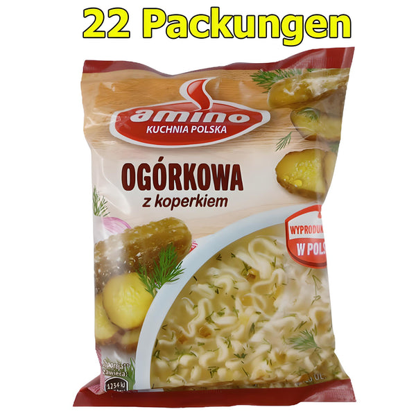 Amino Ogorkowa Polnische Instant Nudelsuppe Salzgurkensuppe 22er Pack (22 x 61g)