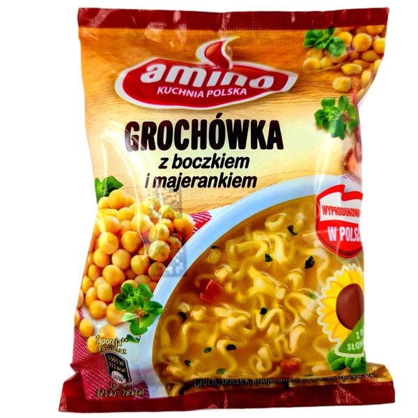 Amino Polnische Instant Erbsensuppe mit Speck & Majoran 65g