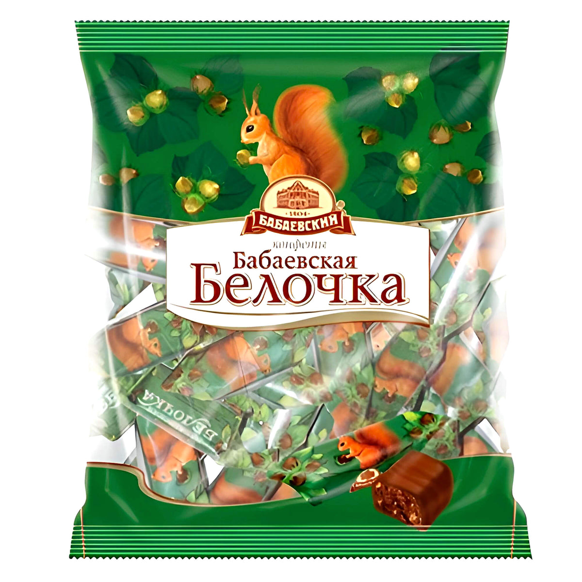 Babajevskaja Belochka-snoepjes in cacaoglazuur 200g