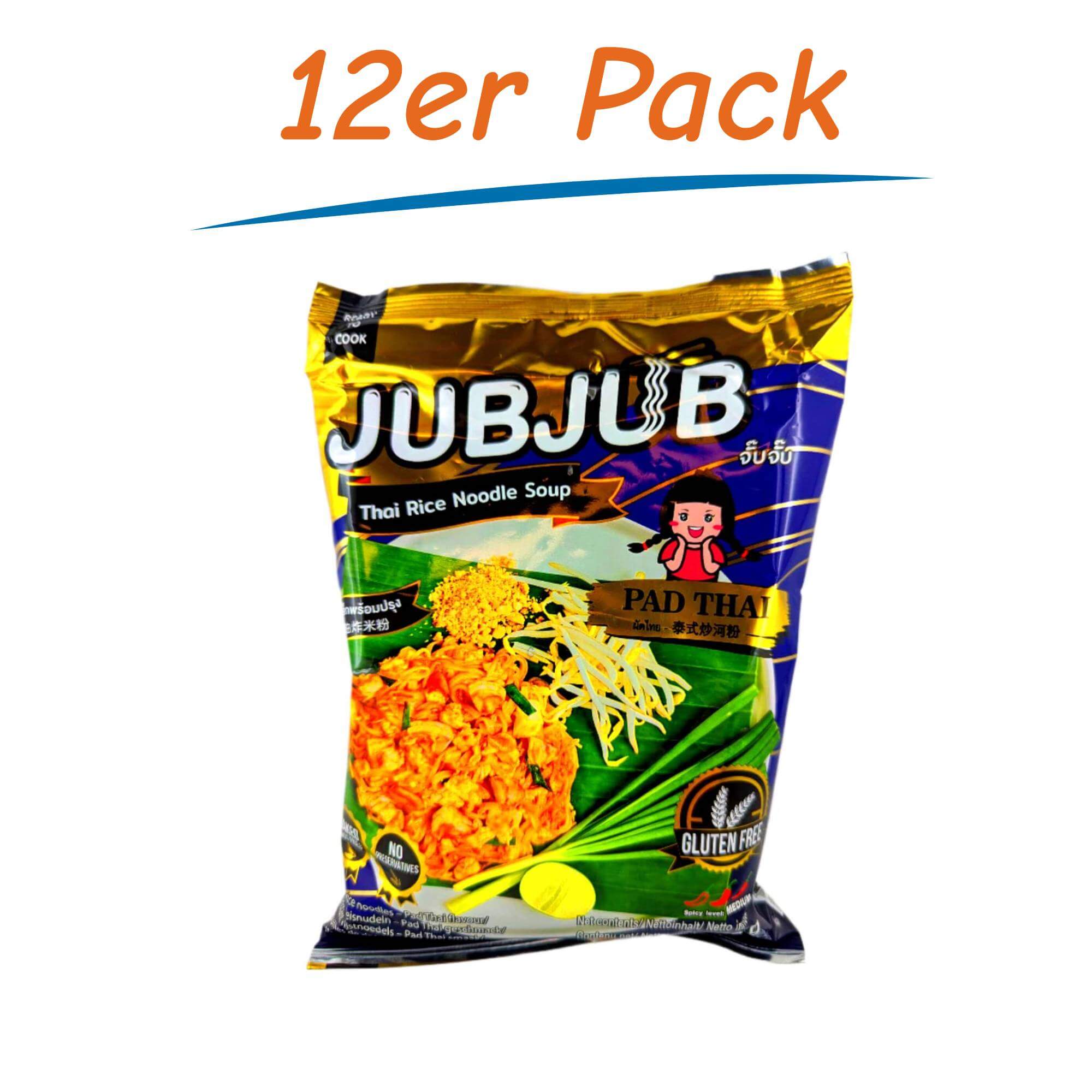 Jubjub Instant Reisnudeln Suppe Pad Thai 12er Pack (12 x 70g)