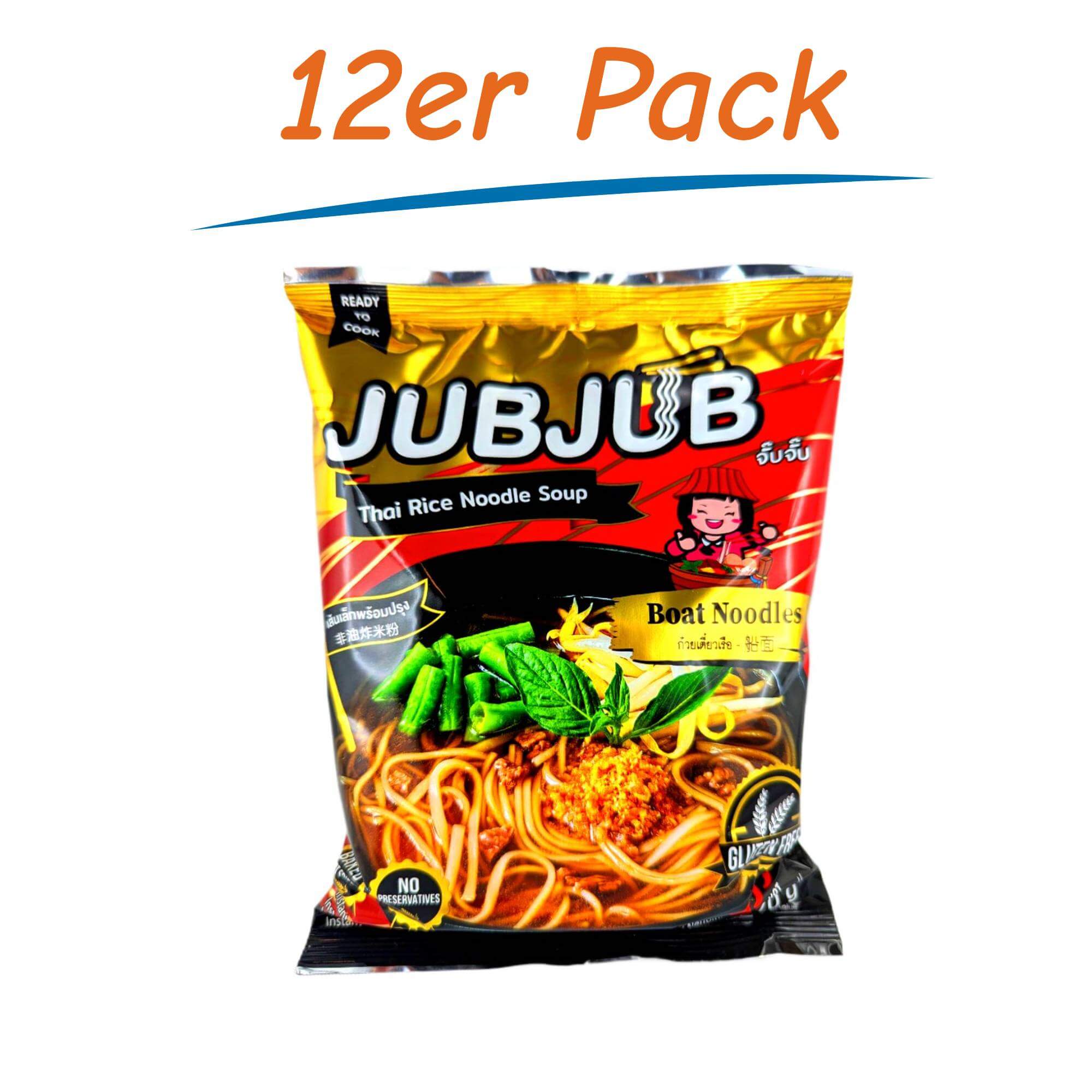 Jubjub Instant Reisnudeln Suppe Bootsnudeln 12er Pack (12 x 70g)
