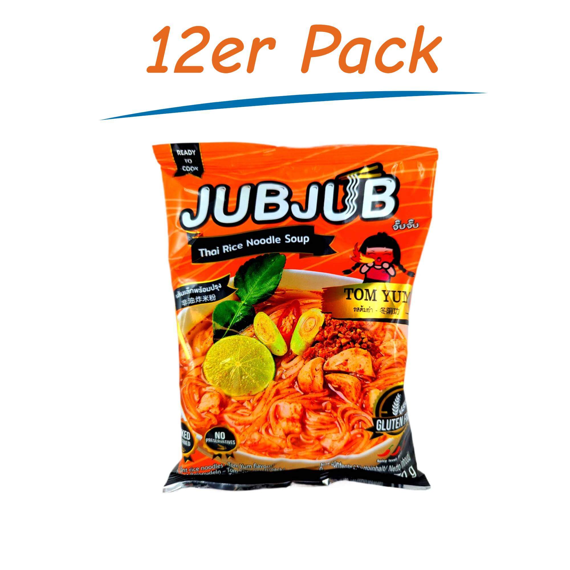 Jubjub Instant Reisnudeln Suppe Tom Yum 12er Pack (12 x 70g)
