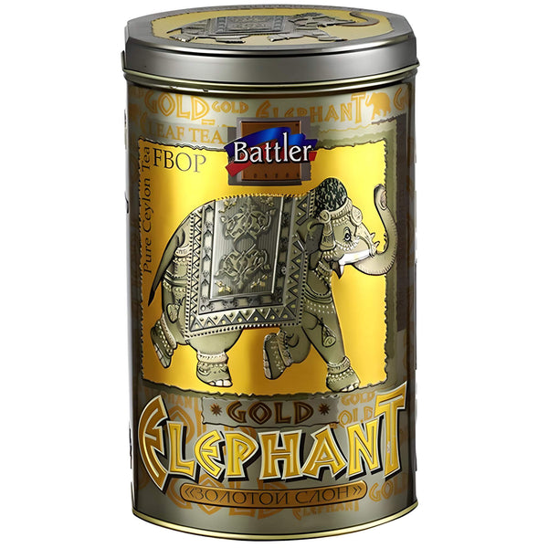 BATTLER Schwarzer Ceylon Tee Gold Elephant FBOP lose 400g Metalldose