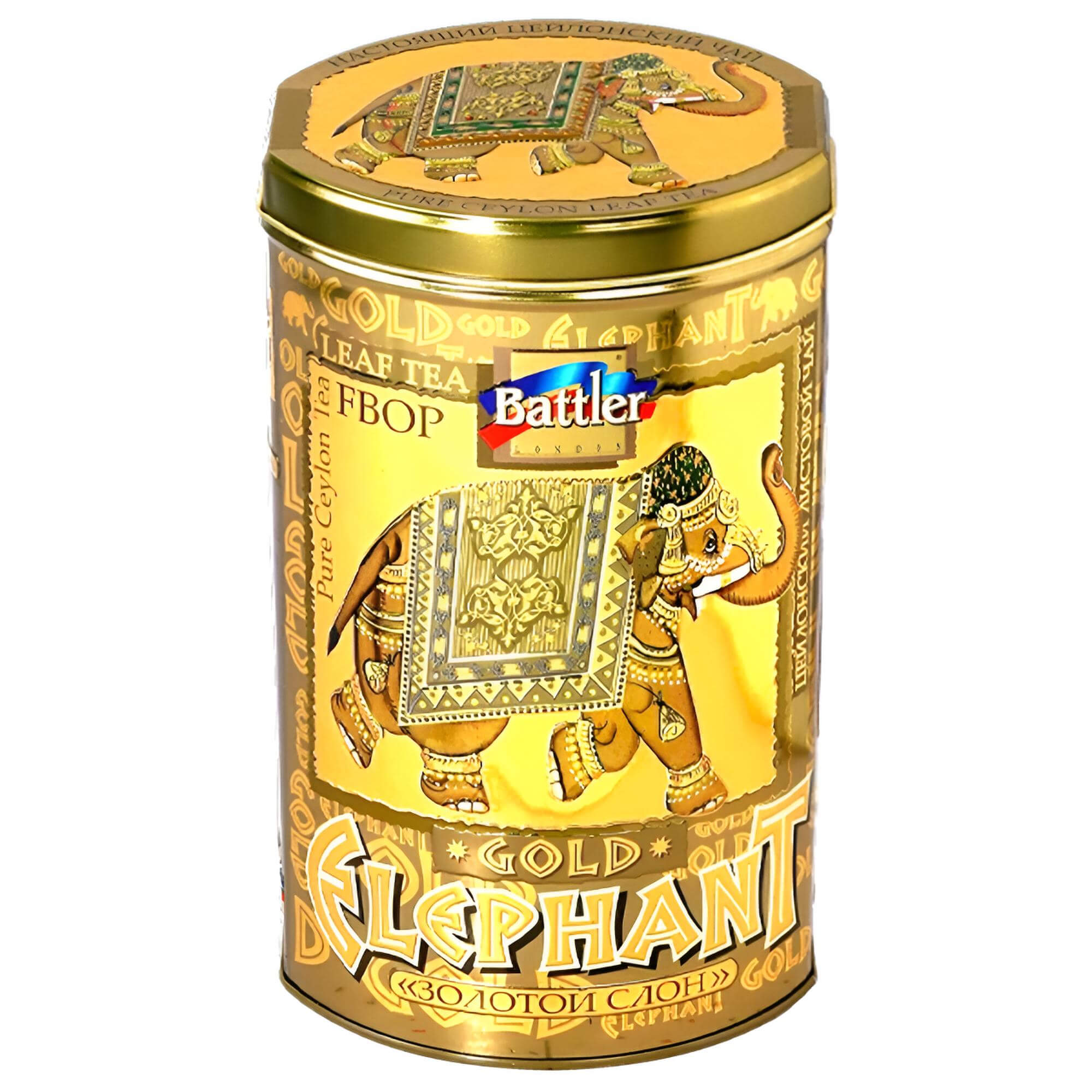Battler Schwarzer Ceylon Tee „Gold Elephant“ – Premium FBOP Schwarztee aus Sri Lanka in Metalldose 400g