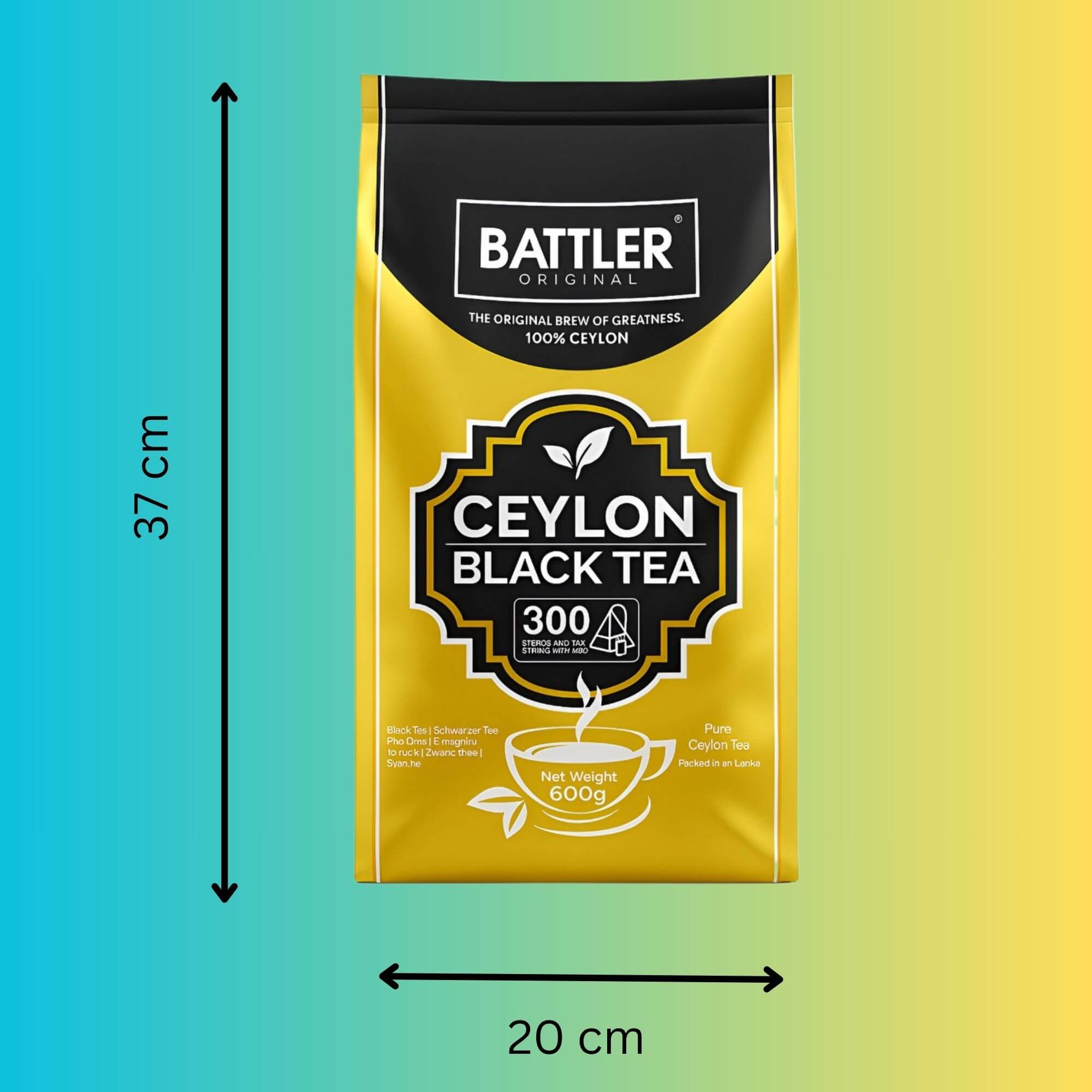 Battler Ceylon Schwarzer Tee 300 Pyramidenbeutel mit Band