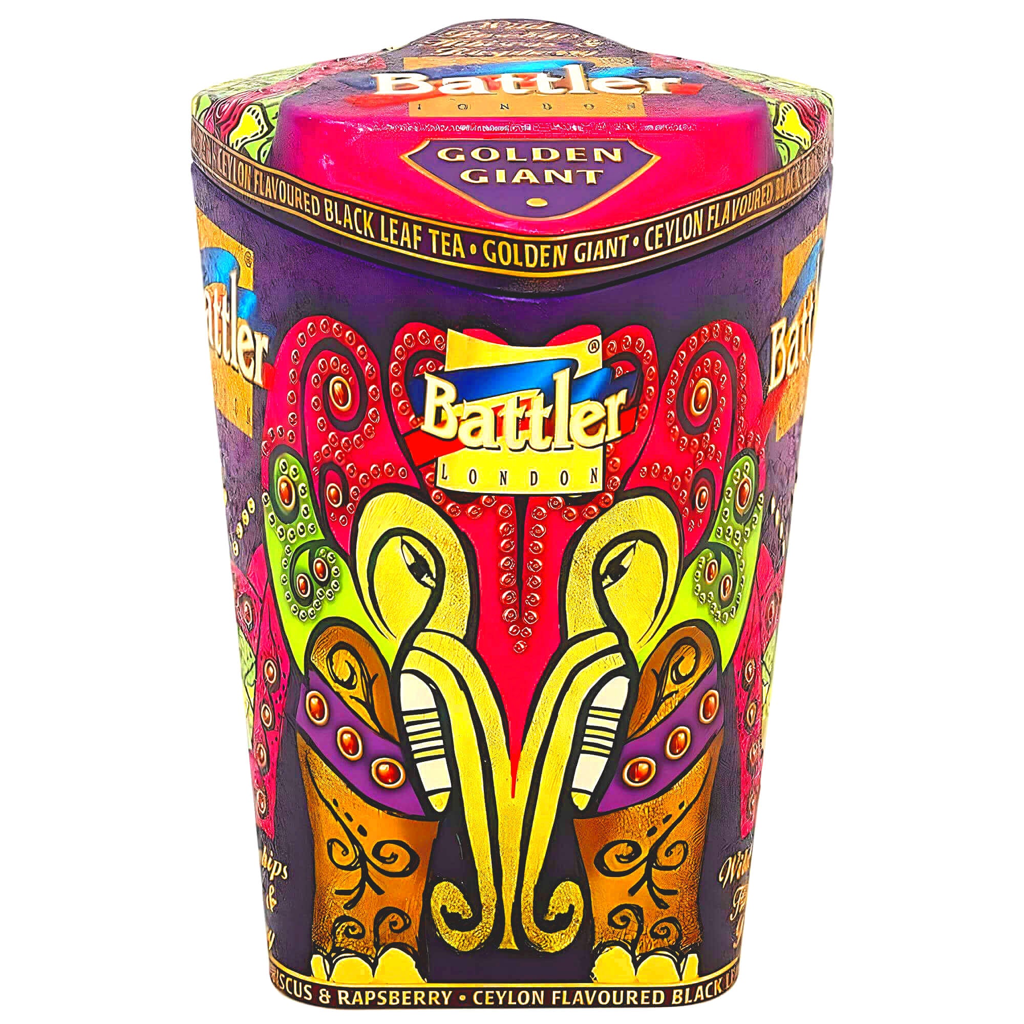Battler Schwarzer Ceylon Tee „Wild Rosehips, Hibiscus & Raspberry“ – Aromatischer loser Schwarztee in Metalldose 100g