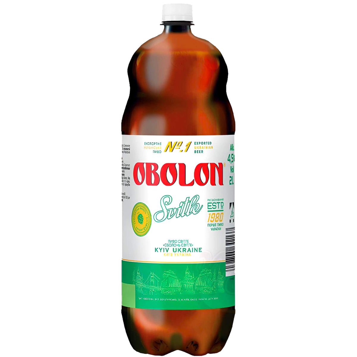 Bier Obolon hell & pasteurisiert, 4,5% vol. 2L (inkl. 0,25€ Einwegpfand)