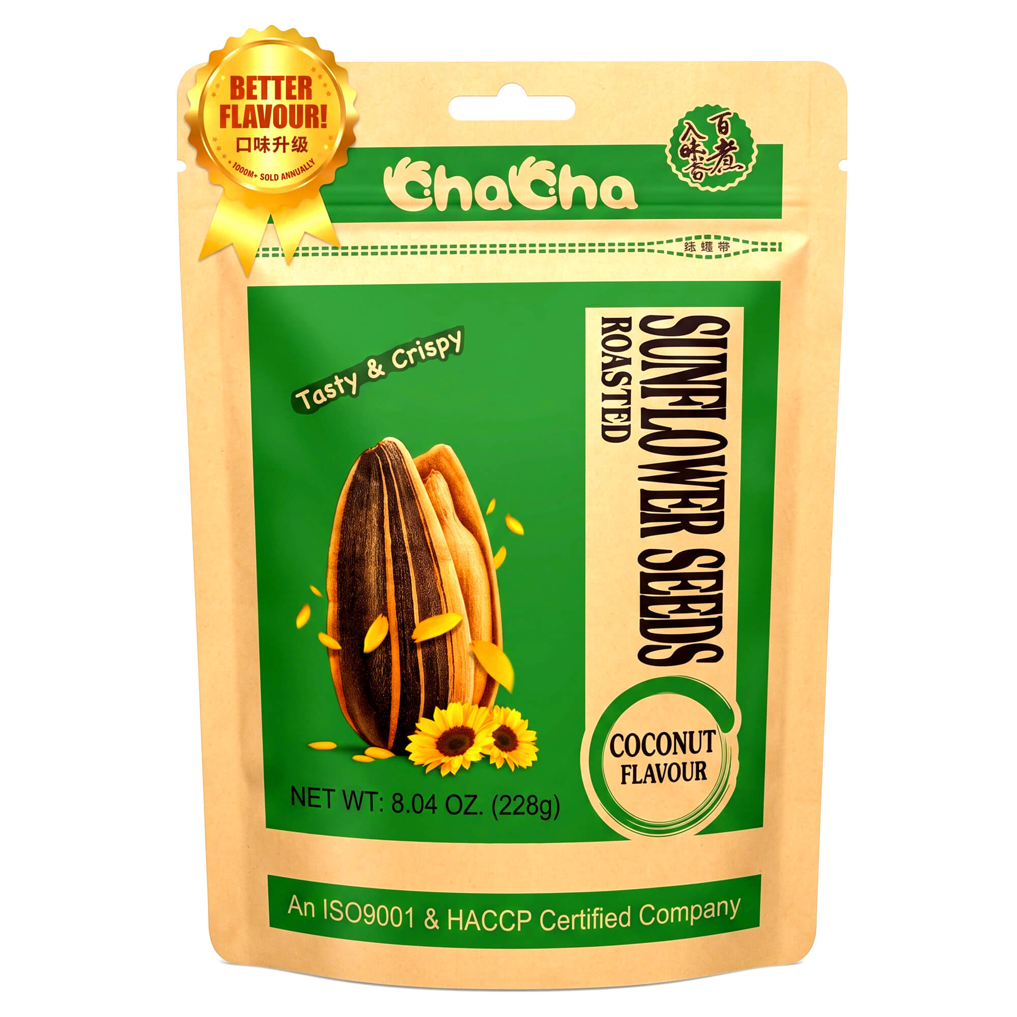 Chacha geröstete Sonnenblumenkerne mit Kokosnußgeschmack 228g
