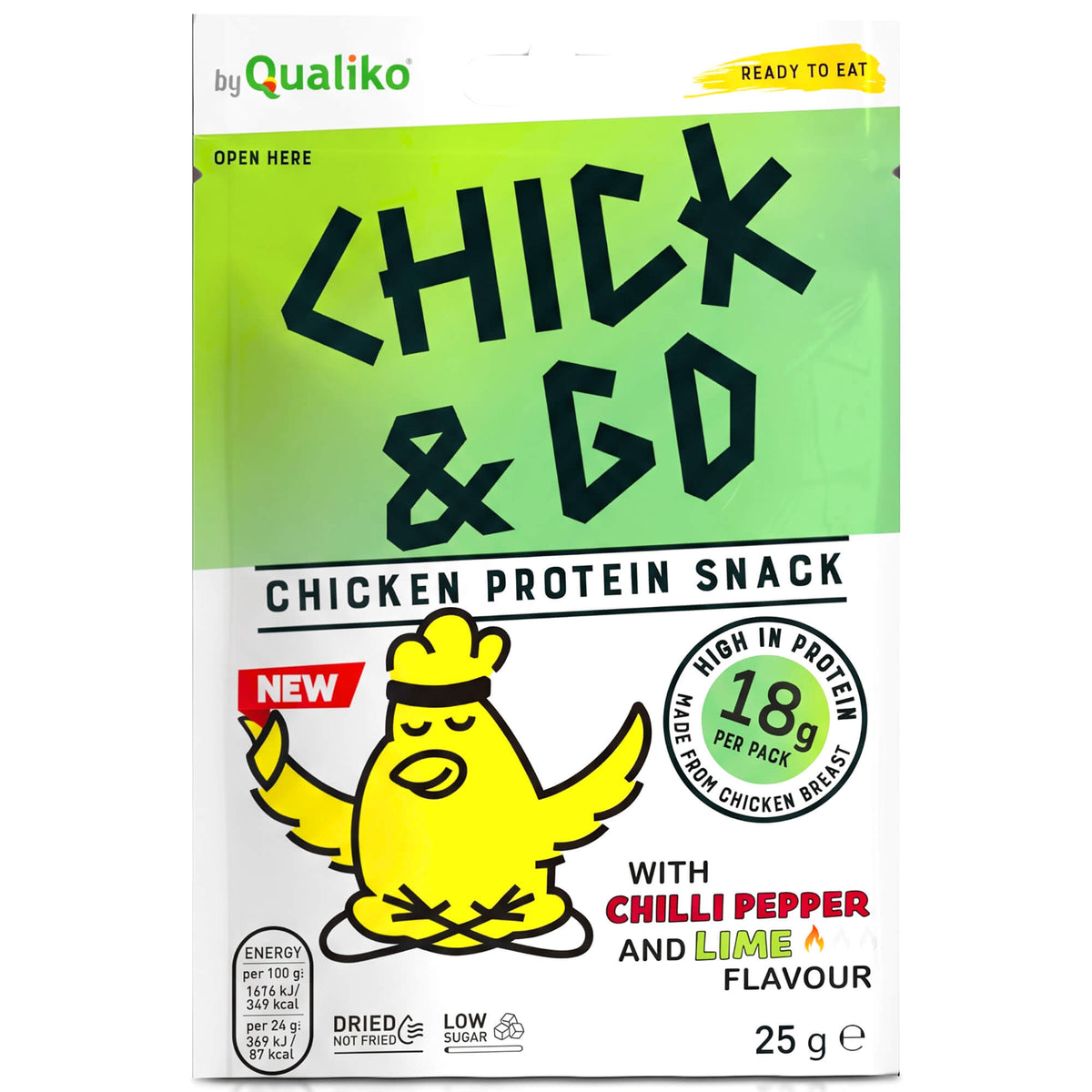 Chick & Go Getrocknete Hähnchenbrustscheiben Chilli & Limette 30g