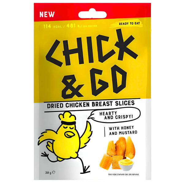 Chick & Go Getrocknete Hähnchenbrustscheiben mit Senf-Honig-Geschmack 30g