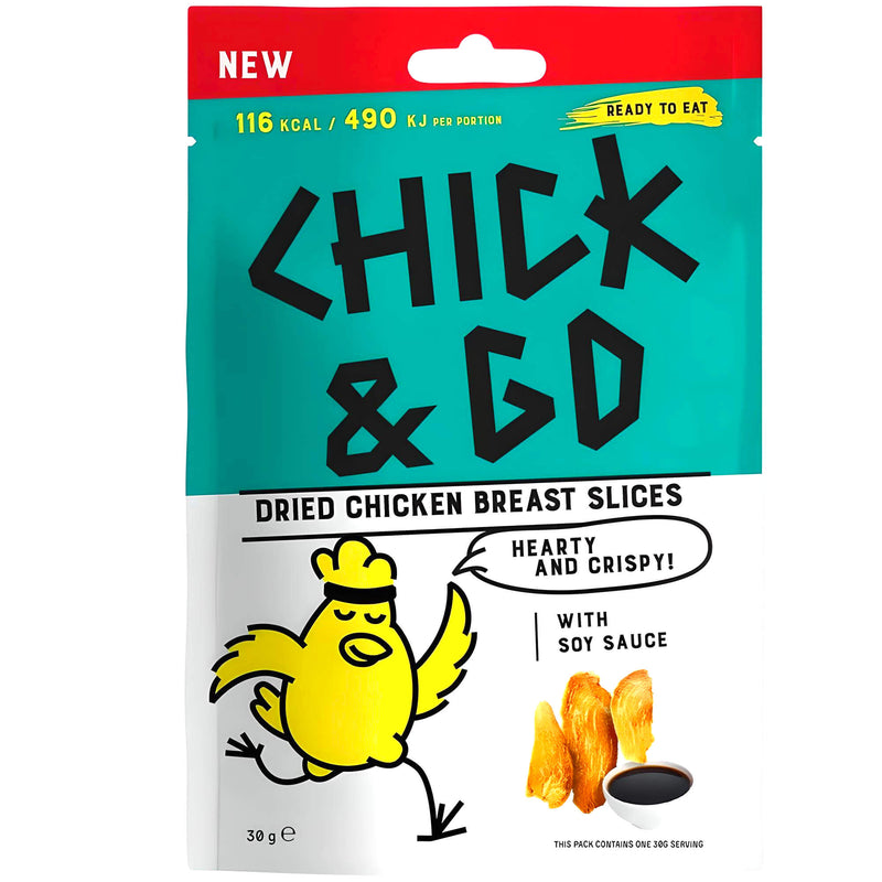 Chick & Go Getrocknete Hähnchenbrustscheiben mit Soja Sauce 30g