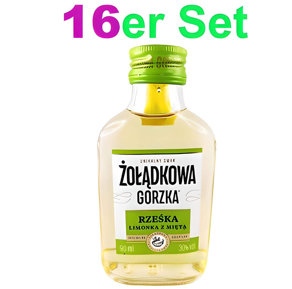 Zoladkowa Gorzka Limettenlikör mit Minze 30% vol. 16er Set (16 x 90ml)