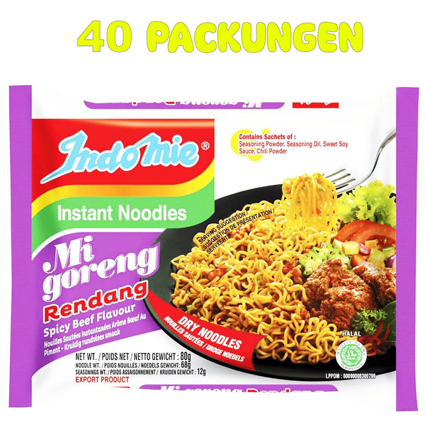 Indomie Mi Goreng Noodles Rendang Instant Nudeln 40er Pack (40 x 80g)